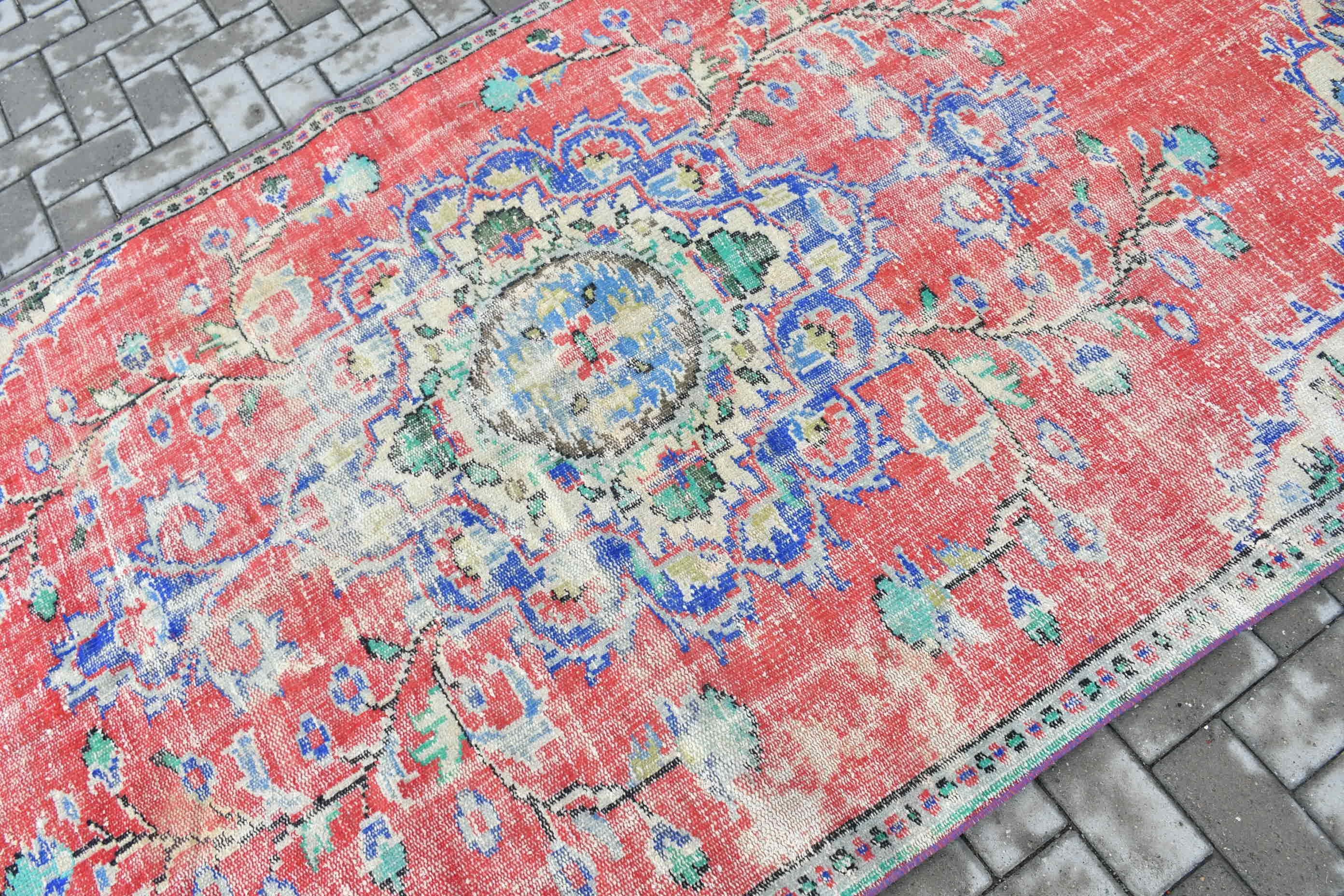 Wool Rug, Bedroom Rugs, Kitchen Rug, Red Oushak Rug, Rugs for Bedroom, 4.7x8.5 ft Area Rug, Vintage Rug, Turkish Rug, Floor Rug, Pale Rug