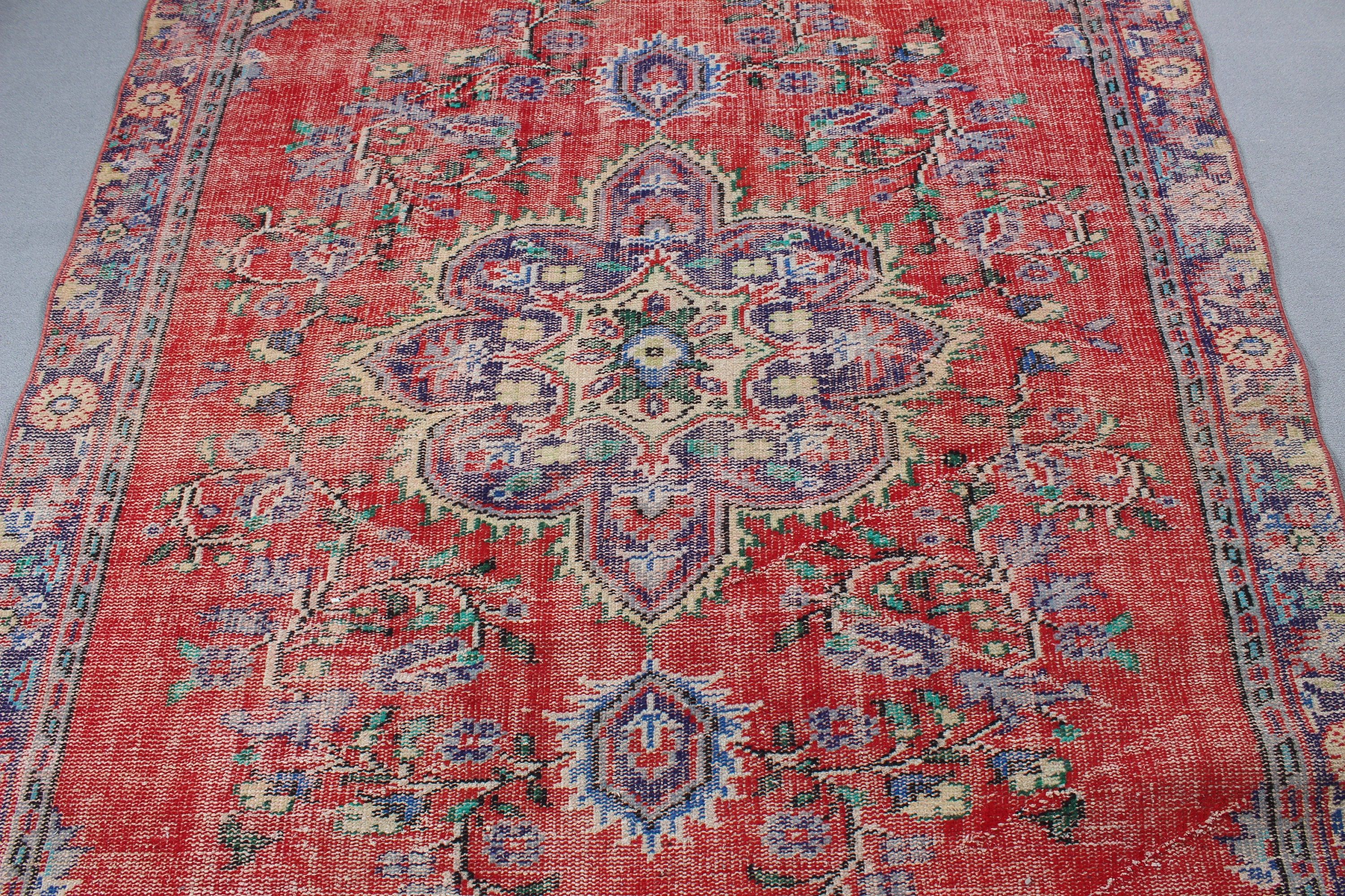 Salon Rug, Rugs for Large Boho, Vintage Rug, 5.5x9.1 ft Large Rugs, Anatolian Rug, Luxury Rug, Bedroom Rugs, Turkish Rug, Red Wool Rugs