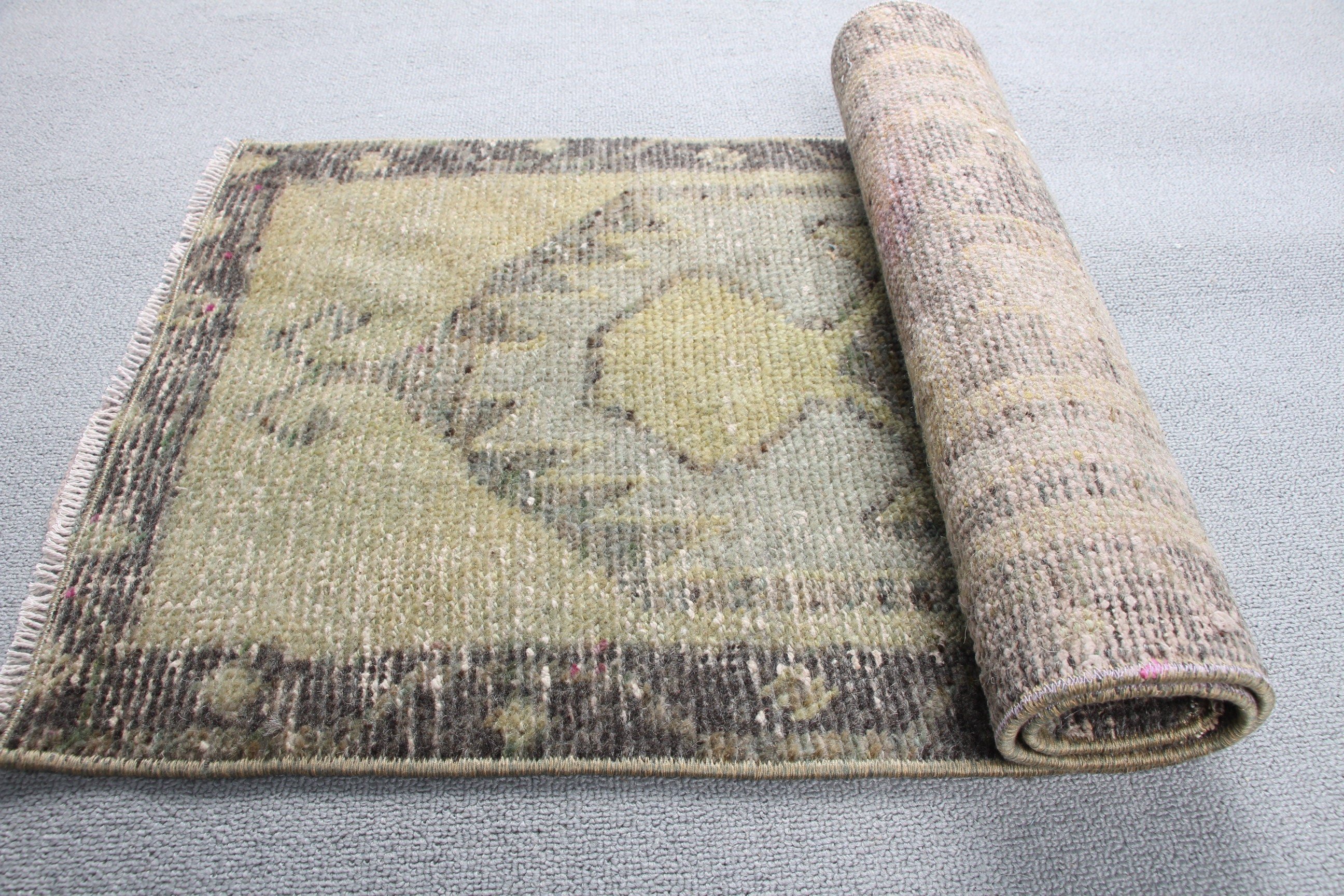 Cool Rug, Kitchen Rug, Bedroom Rug, Turkish Rugs, 1.5x3.2 ft Small Rug, Green Cool Rugs, Vintage Rug, Rugs for Kitchen, Nursery Rugs