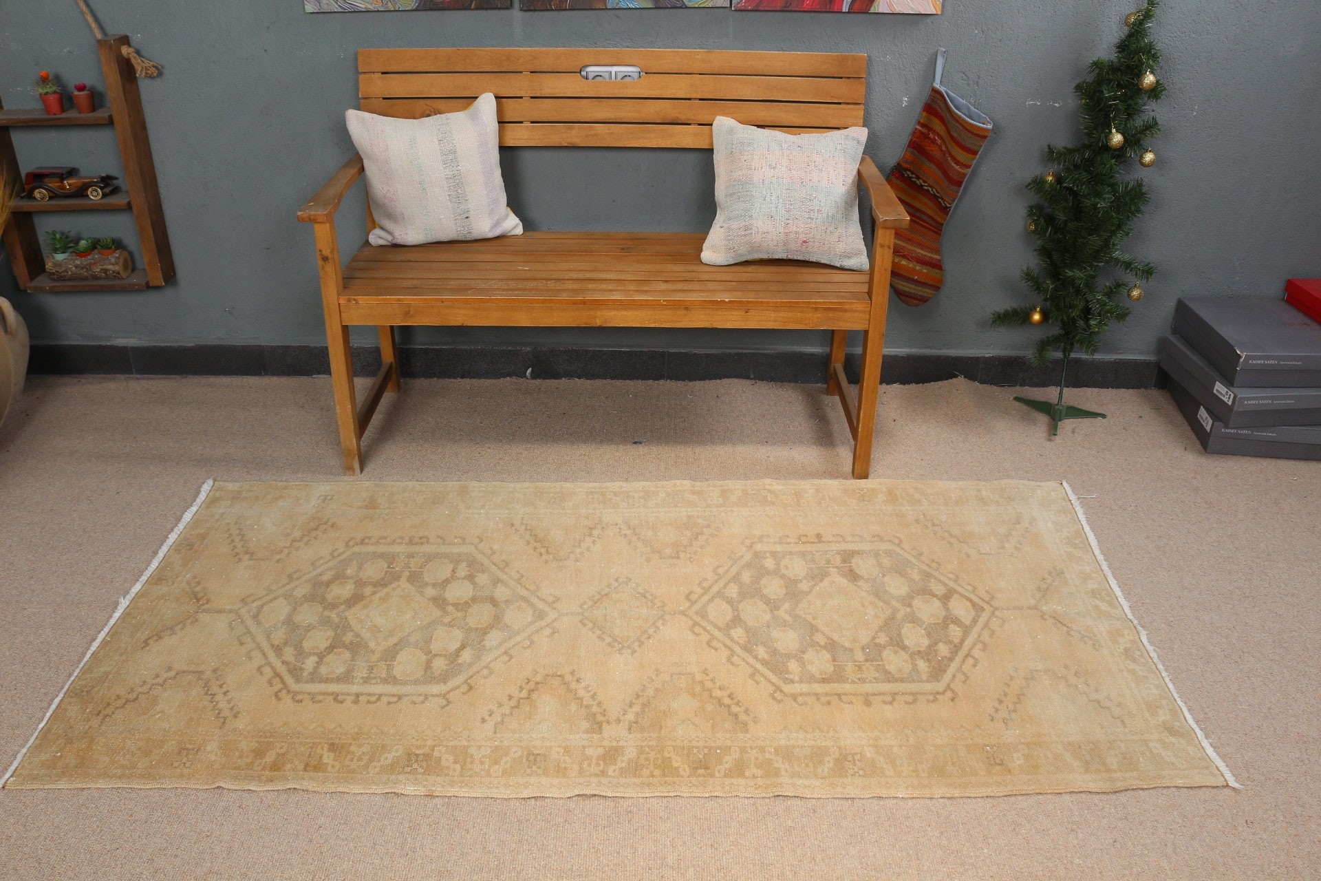 Çocuk Odası Halıları, Yatak Odası Halısı, Türk Halısı, Mutfak Halıları, Bej Yün Halılar, 3,1x6,5 ft Accent Halı, Vintage Halı, Giriş Halısı