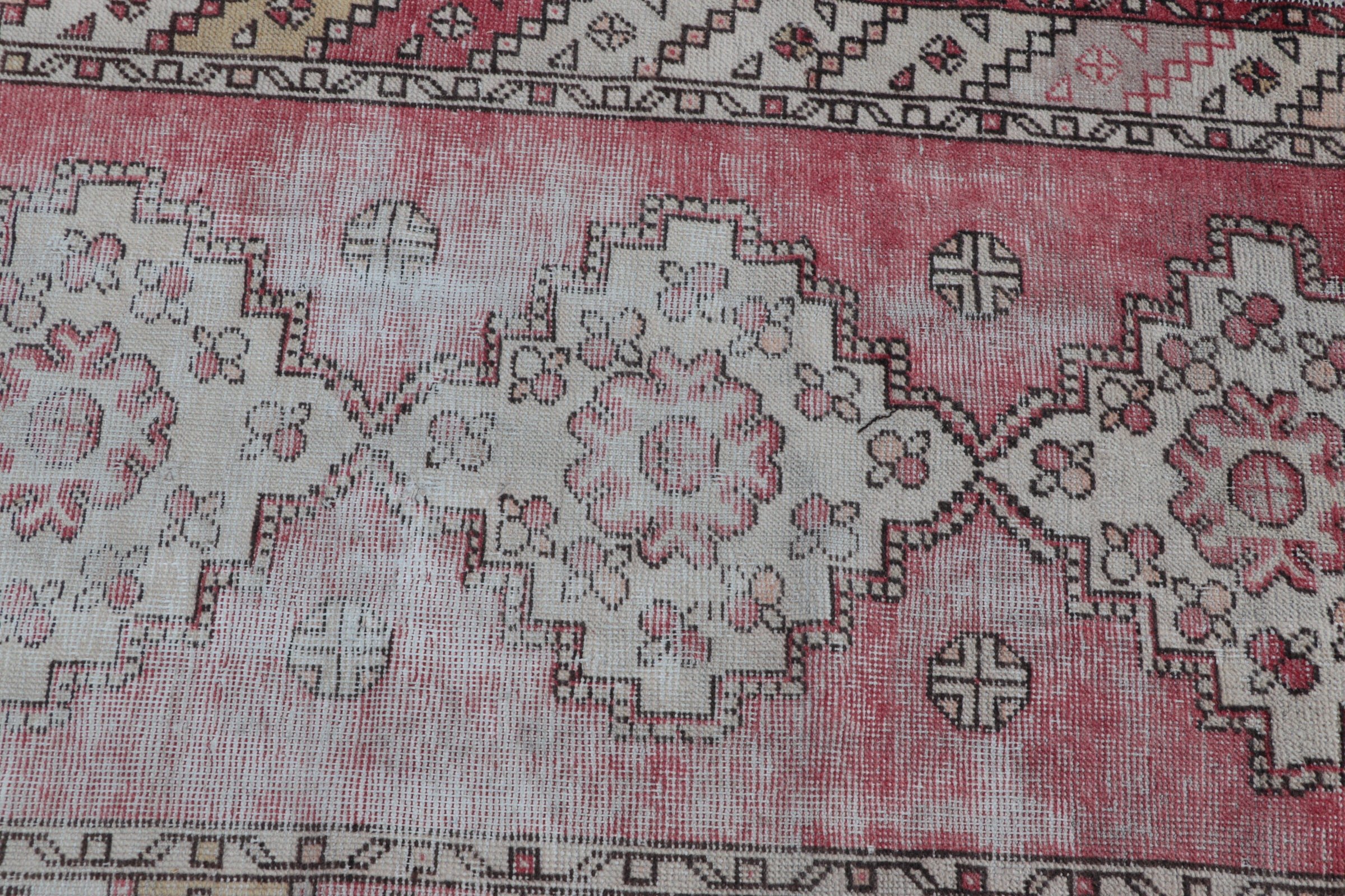 Soluk Halılar, Vintage Halı, Kırmızı Oushak Halı, 3.3x9.9 ft Runner Halısı, Koridor Halısı, Yatak Odası Halısı, Koridor Halıları, Türk Halıları