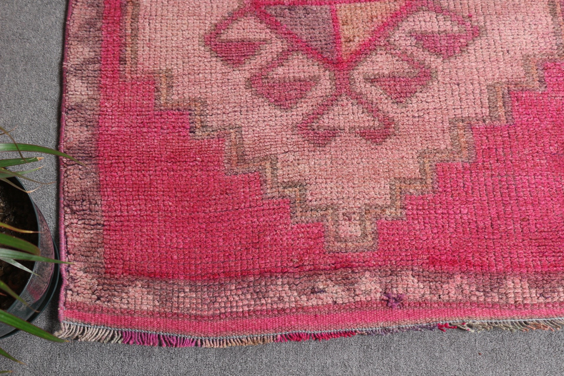Vintage Rug, Anatolian Rug, Rugs for Hallway, Cool Rug, 3.2x10.6 ft Runner Rugs, Pink Floor Rug, Hallway Rug, Corridor Rug, Turkish Rug