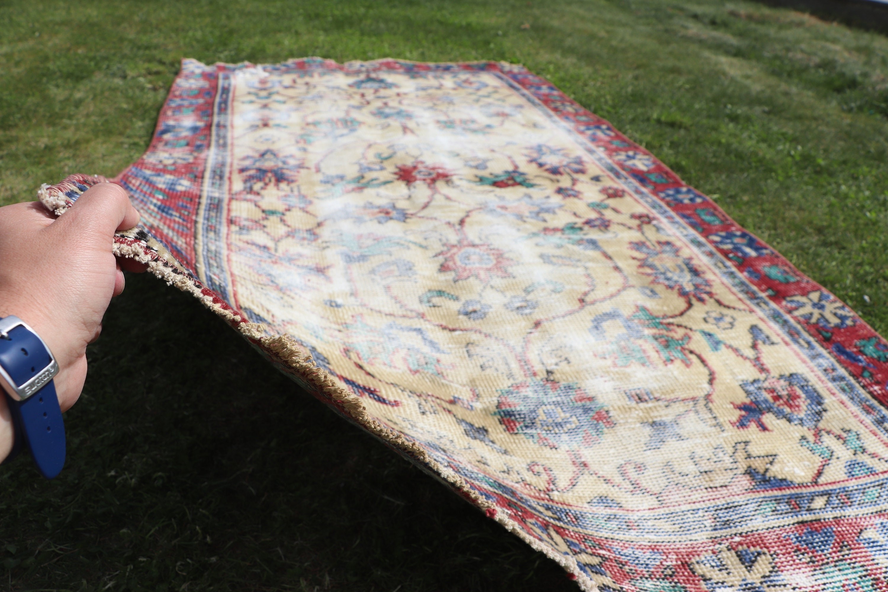 Yer Halıları, Aksan Halıları, 3,3x6,1 ft Aksan Halıları, Kırmızı Ev Dekor Halıları, Türk Halıları, Bohem Halısı, Vintage Halı, Yatak Odası Halısı, Mutfak Halısı