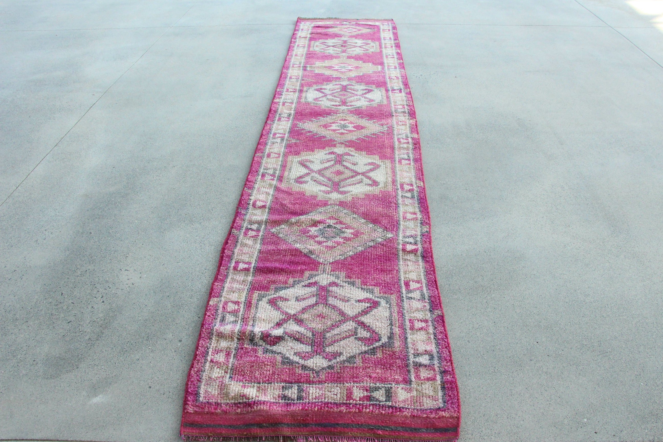 Beni Ourain Runner Rug, Kitchen Rug, Outdoor Rugs, Vintage Rugs, Pink Home Decor Rug, 2.6x12.9 ft Runner Rugs, Turkish Rugs