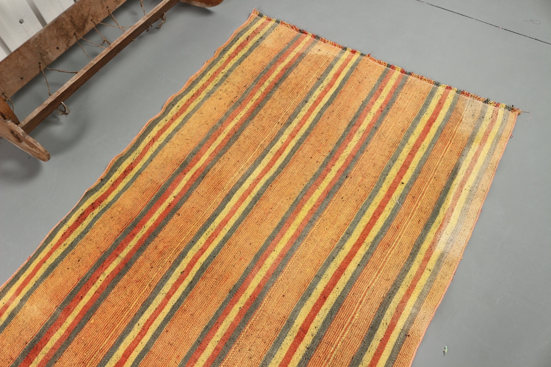 Kilim, Anadolu Halısı, Oushak Halısı, Sarı Anadolu Halısı, 3,7x8,1 ft Alan Halıları, Yemek Odası Halıları, Vintage Halı, Türk Halıları, Çocuk Halısı