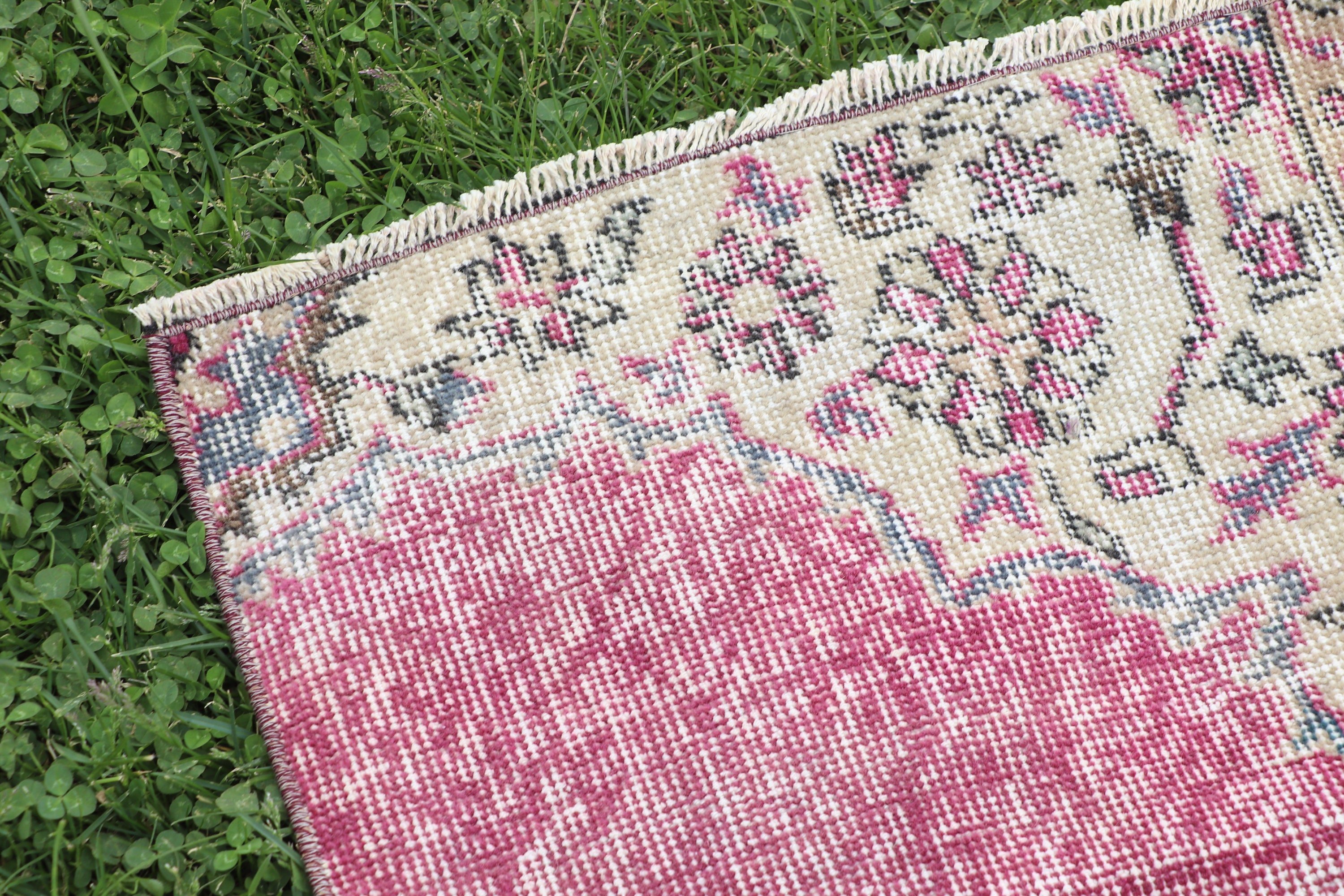 Turkish Rug, 1.9x5.4 ft Runner Rugs, Vintage Rugs, Rugs for Kitchen, Pink Boho Rugs, Wool Rugs, Beni Ourain Runner Rugs, Moroccan Rugs