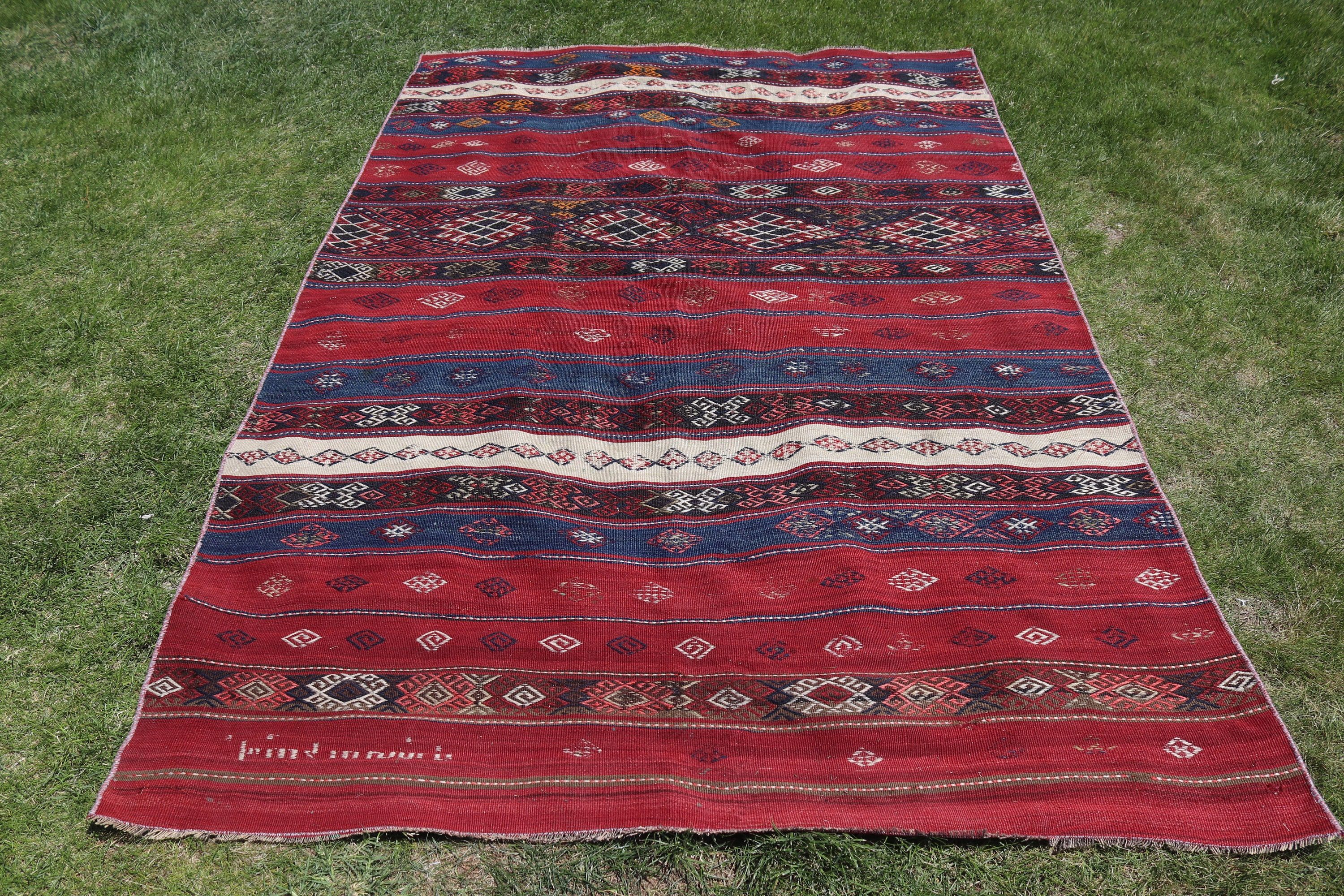 Oushak Area Rugs, Floor Rugs, Red Anatolian Rugs, Turkish Rugs, Oriental Rug, Vintage Rugs, Kilim, 4.9x7.2 ft Area Rugs, Boho Rugs