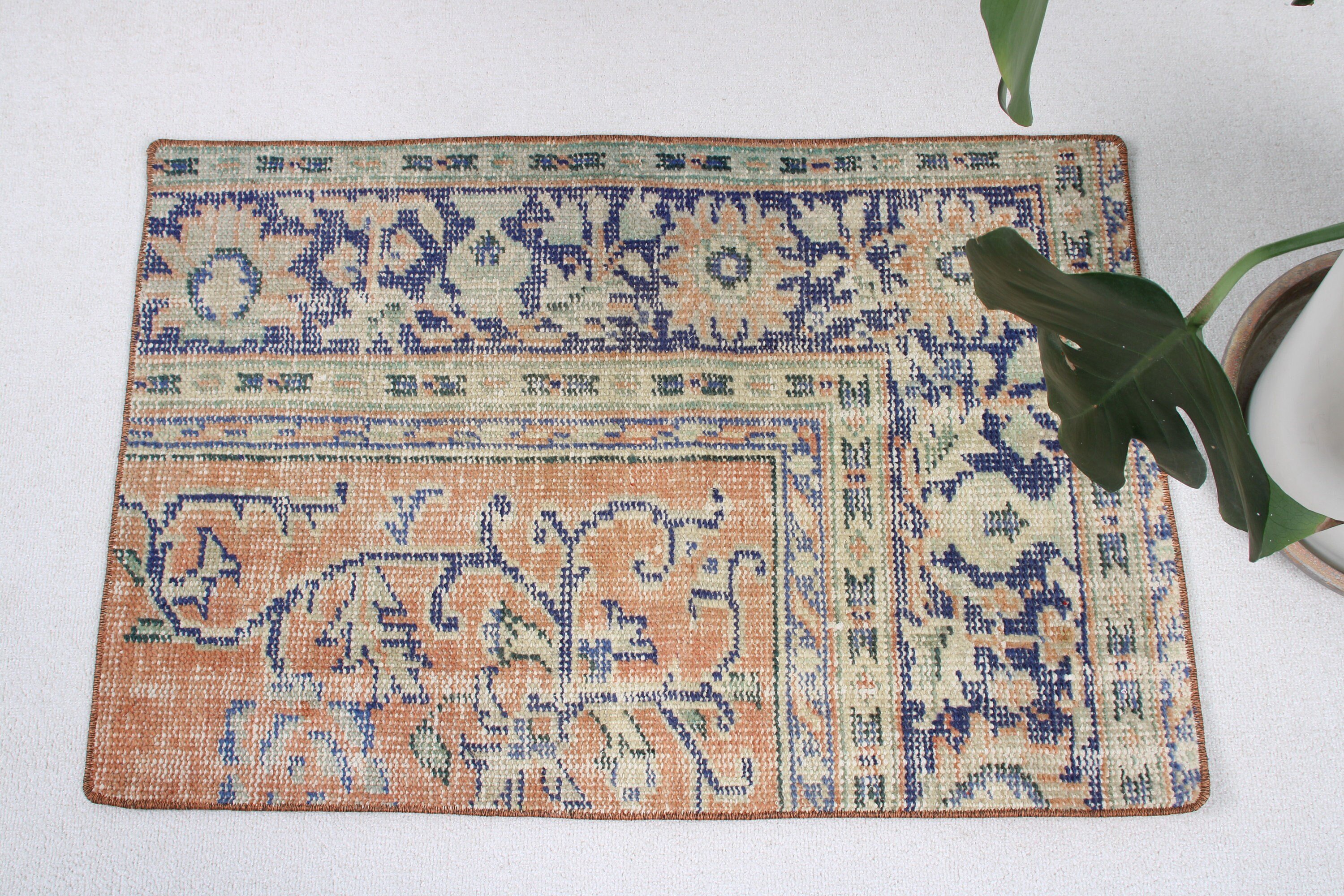 Türk Halıları, 1.9x2.9 ft Küçük Halı, Araba Paspas Halısı, Açıklama Halıları, Yer Halıları, Küçük Vintage Halı, Mavi Modern Halı, Bohem Halı, Vintage Halılar