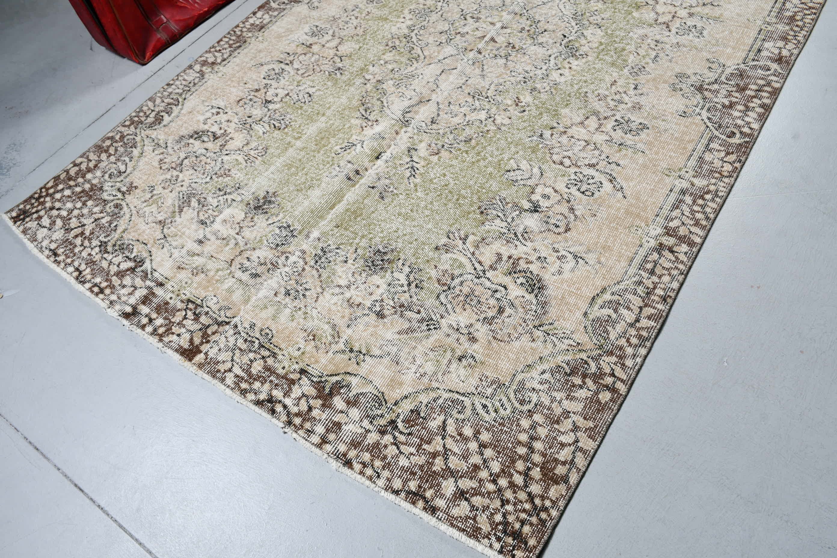 Oushak Halı, Vintage Halı, Yeşil Oushak Halı, Sevimli Halılar, Yemek Odası Halıları, 5.4x8.7 ft Büyük Halılar, Salon Halıları, Yatak Odası Halısı, Türk Halıları