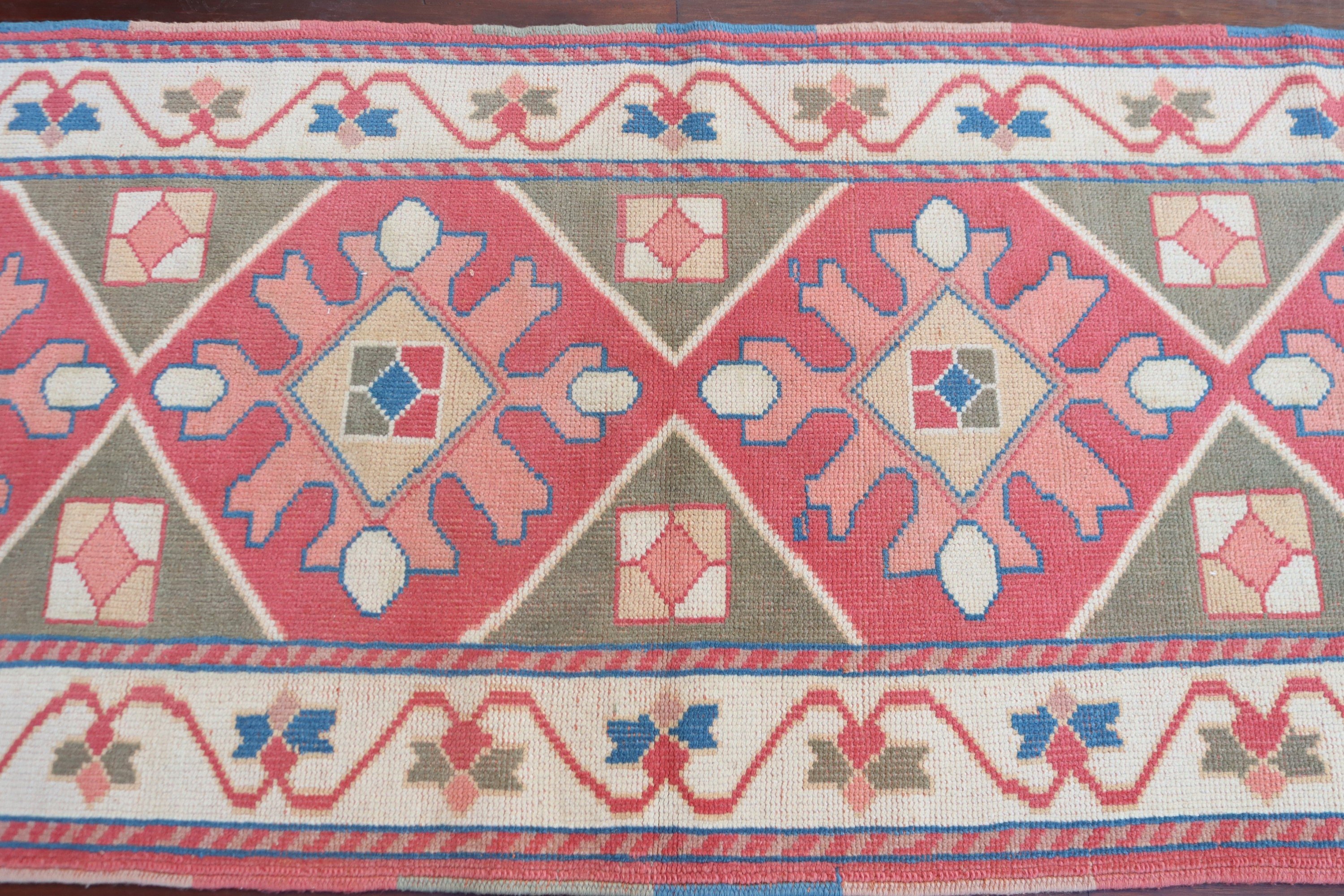 Mutfak Halısı, Vintage Halı, Pembe Ev Dekorasyonu Halıları, Oushak Halısı, Vintage Runner Halıları, 2.6x7.4 ft Runner Halıları, Koridor Halısı, Türk Halıları