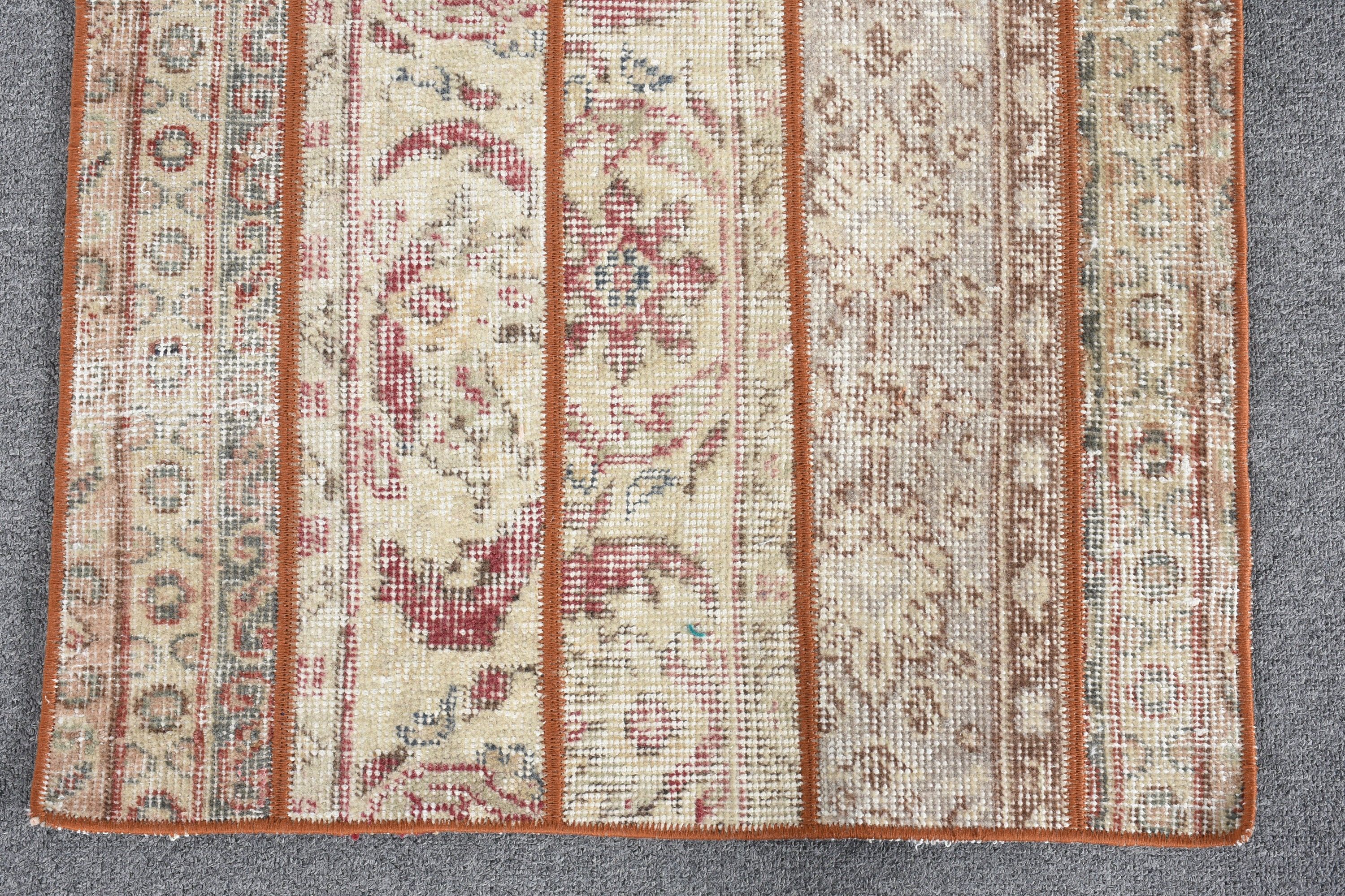 Orange Antique Rug, Turkish Rug, Wool Rug, Vintage Rugs, Door Mat Rugs, Entry Rug, Rugs for Bathroom, Home Decor Rug, 2x3.1 ft Small Rugs