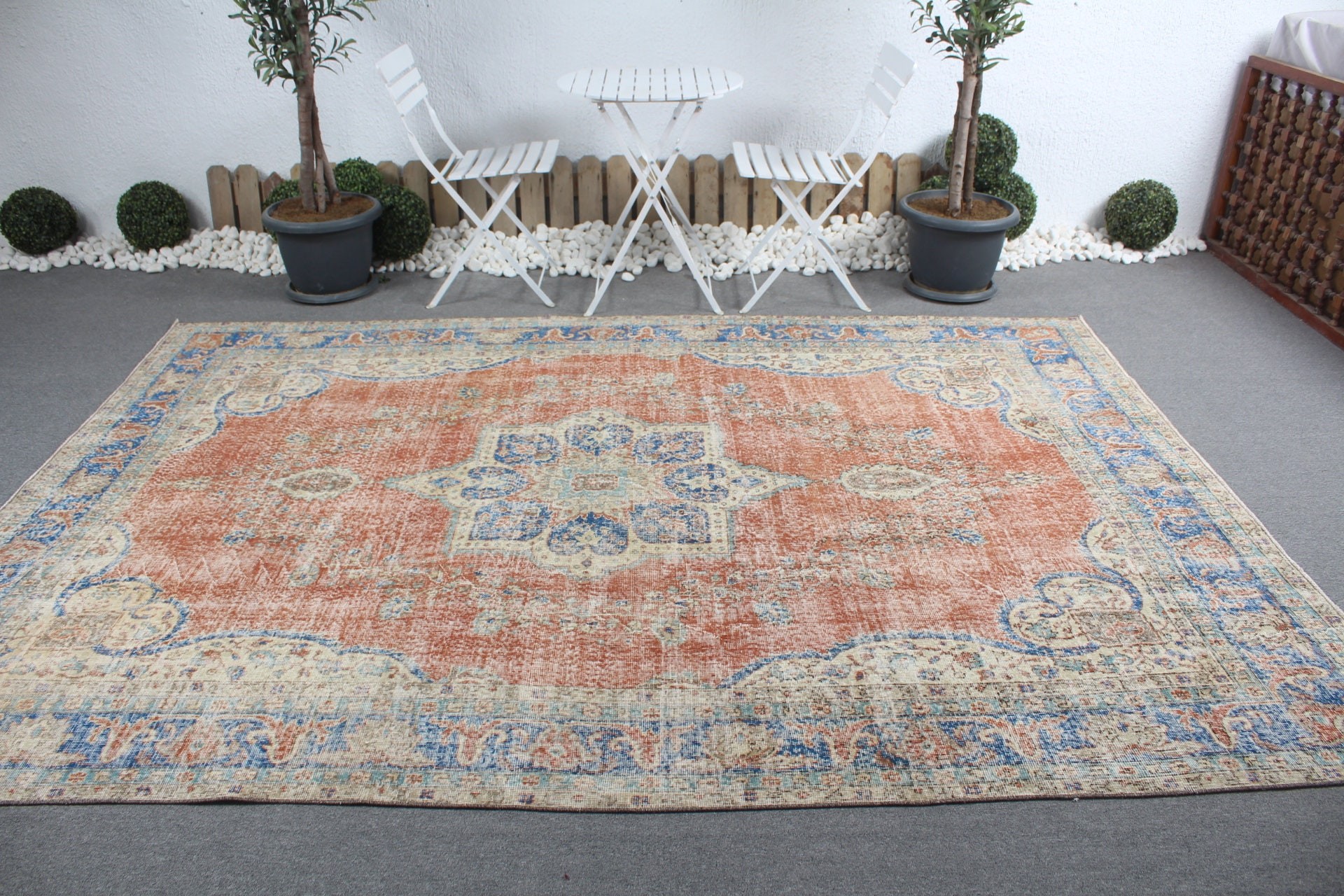 Living Room Rug, Kitchen Rugs, Red Floor Rugs, Vintage Rug, Handmade Rug, Salon Rug, Turkish Rug, Home Decor Rug, 7x9.9 ft Large Rug