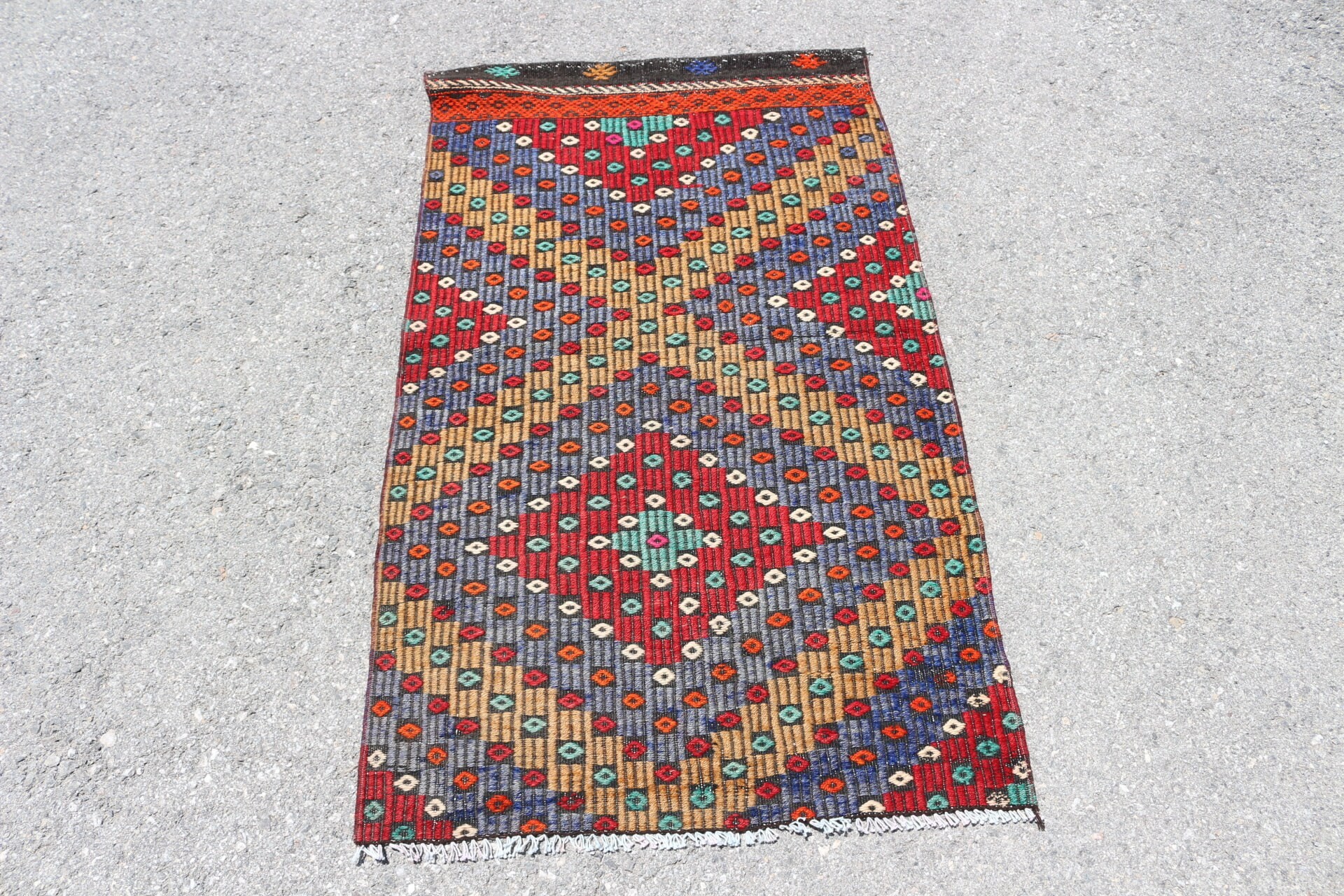 Door Mat Rug, Wool Rug, Bath Rug, Kilim, Handwoven Rug, Anatolian Rug, 2.5x4.3 ft Small Rugs, Turkish Rug, Red Antique Rugs, Vintage Rugs