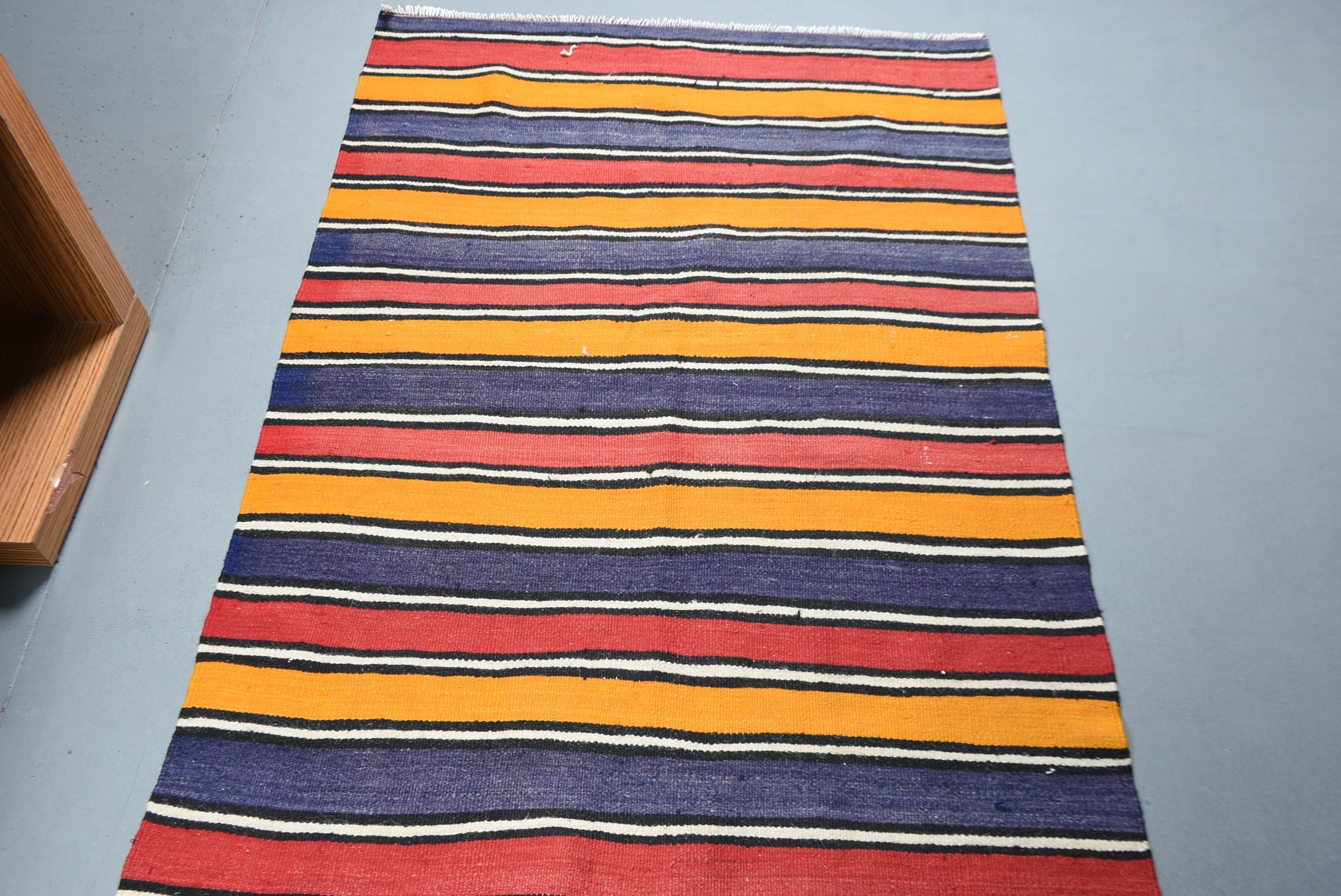 Sarı Oushak Halı, 3.6x8.6 ft Alan Halısı, Türk Halıları, Yemek Odası Halısı, Havalı Halılar, Vintage Halı, Mutfak Halısı, Retro Halı, Kilim