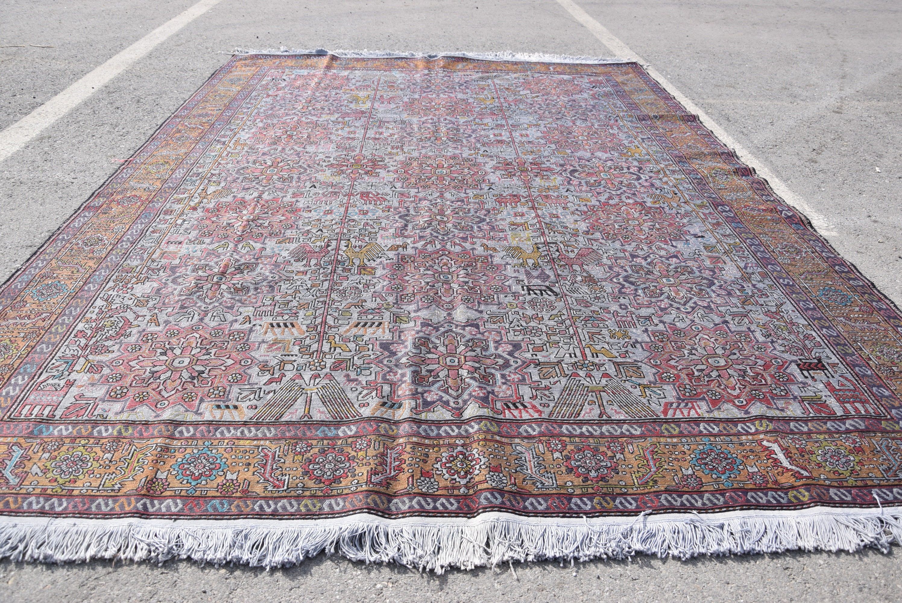 Oturma Odası Halısı, Türk Halısı, Kilim, Parlak Halı, Turuncu Fas Halıları, Vintage Halı, Anadolu Halısı, 6,8x9,3 ft Büyük Halılar