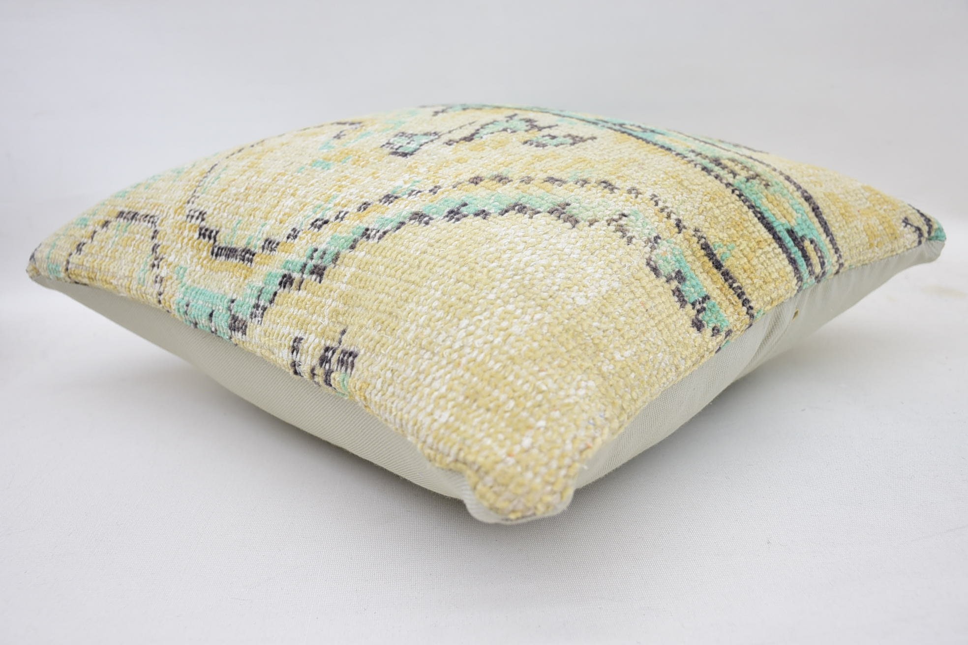 Interior Designer Pillow, Muted Pillow, One Of A Kind Pillow Sham, Antique Pillows, Turkish Kilim Pillow, 18"x18" Yellow Pillow