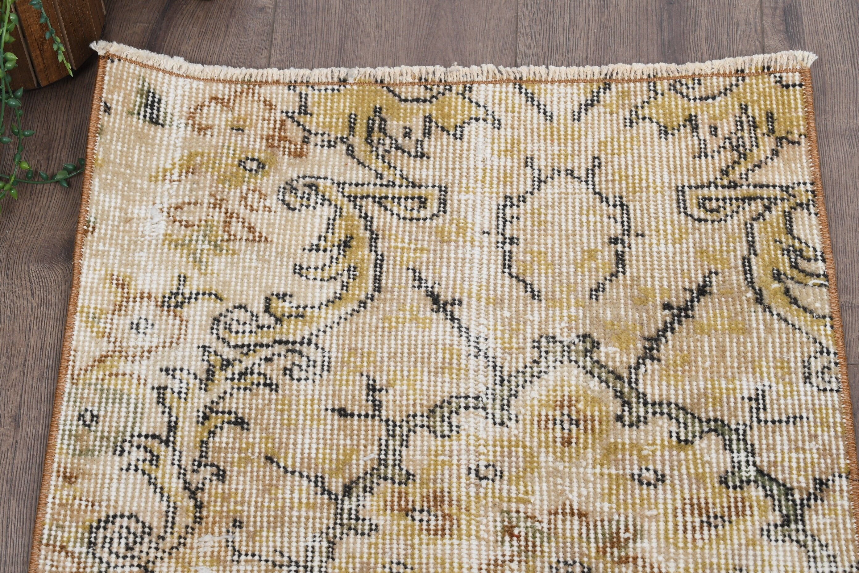 Floor Rug, Rugs for Door Mat, Bath Rug, Vintage Rug, Yellow Floor Rugs, 1.8x2.9 ft Small Rug, Car Mat Rugs, Turkish Rug, Oriental Rug