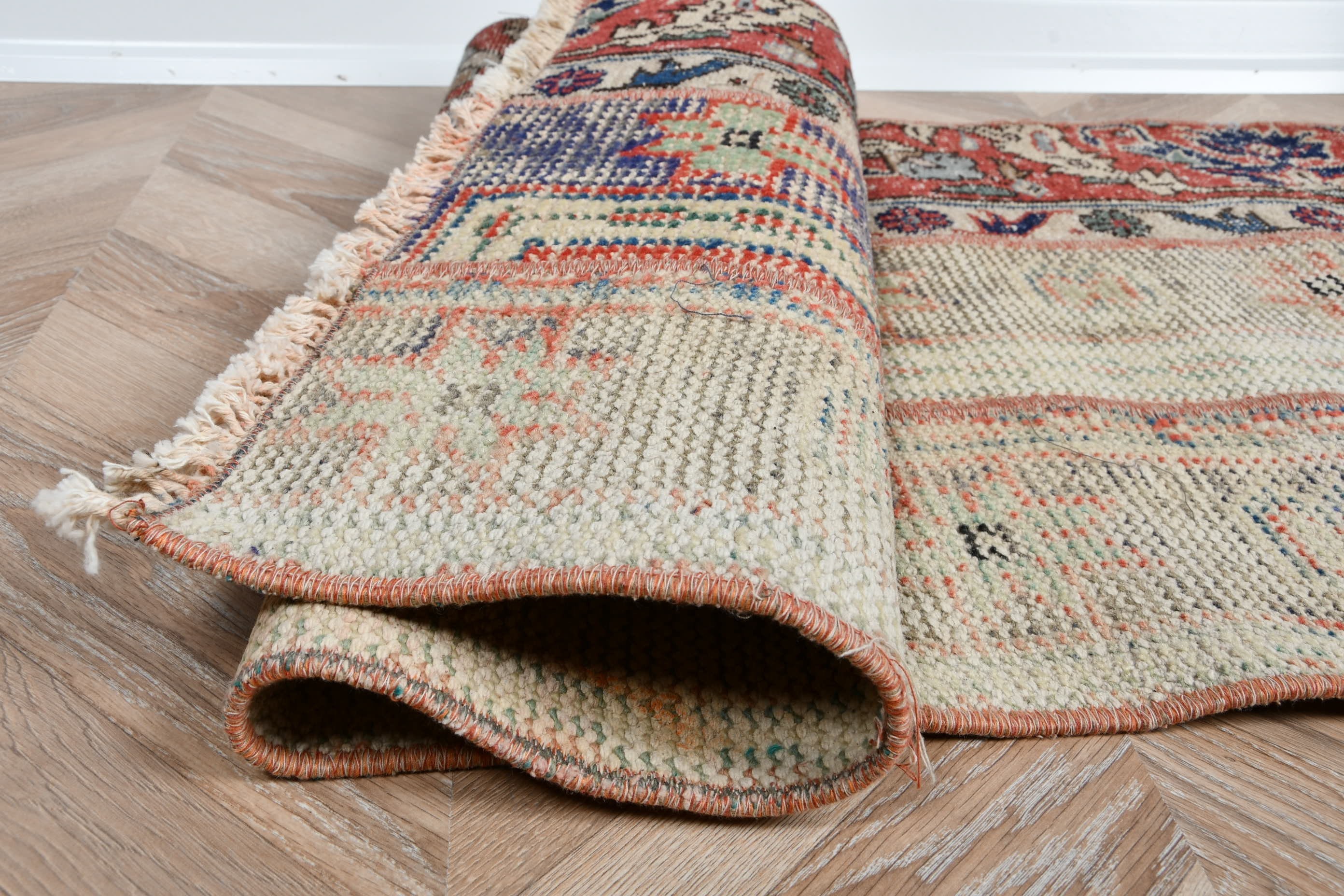 Beige Wool Rugs, Turkish Rugs, Rugs for Bath, Nursery Rug, 1.9x4.3 ft Small Rug, Bedroom Rug, Home Decor Rug, Vintage Rug