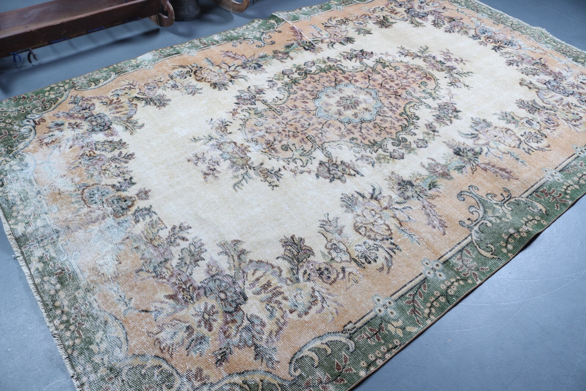 Salon Rug, Turkish Rug, 6.5x10.1 ft Large Rug, Beige Bedroom Rugs, Natural Rugs, Anatolian Rug, Oushak Rugs, Dining Room Rugs, Vintage Rug