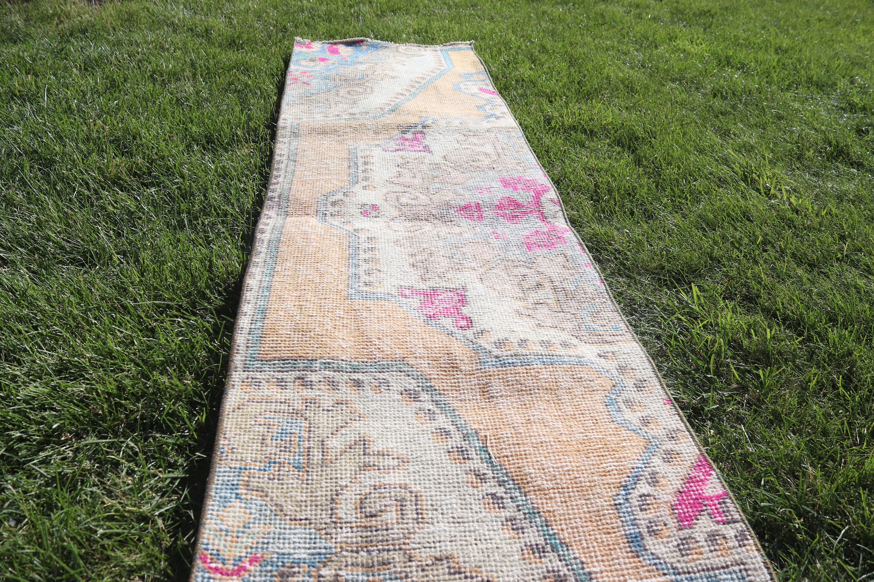 Geometric Rugs, Turkish Rugs, 1.6x6.3 ft Runner Rug, Corridor Rug, Boho Rugs, Vintage Rug, Vintage Runner Rug, Bronze Luxury Rugs