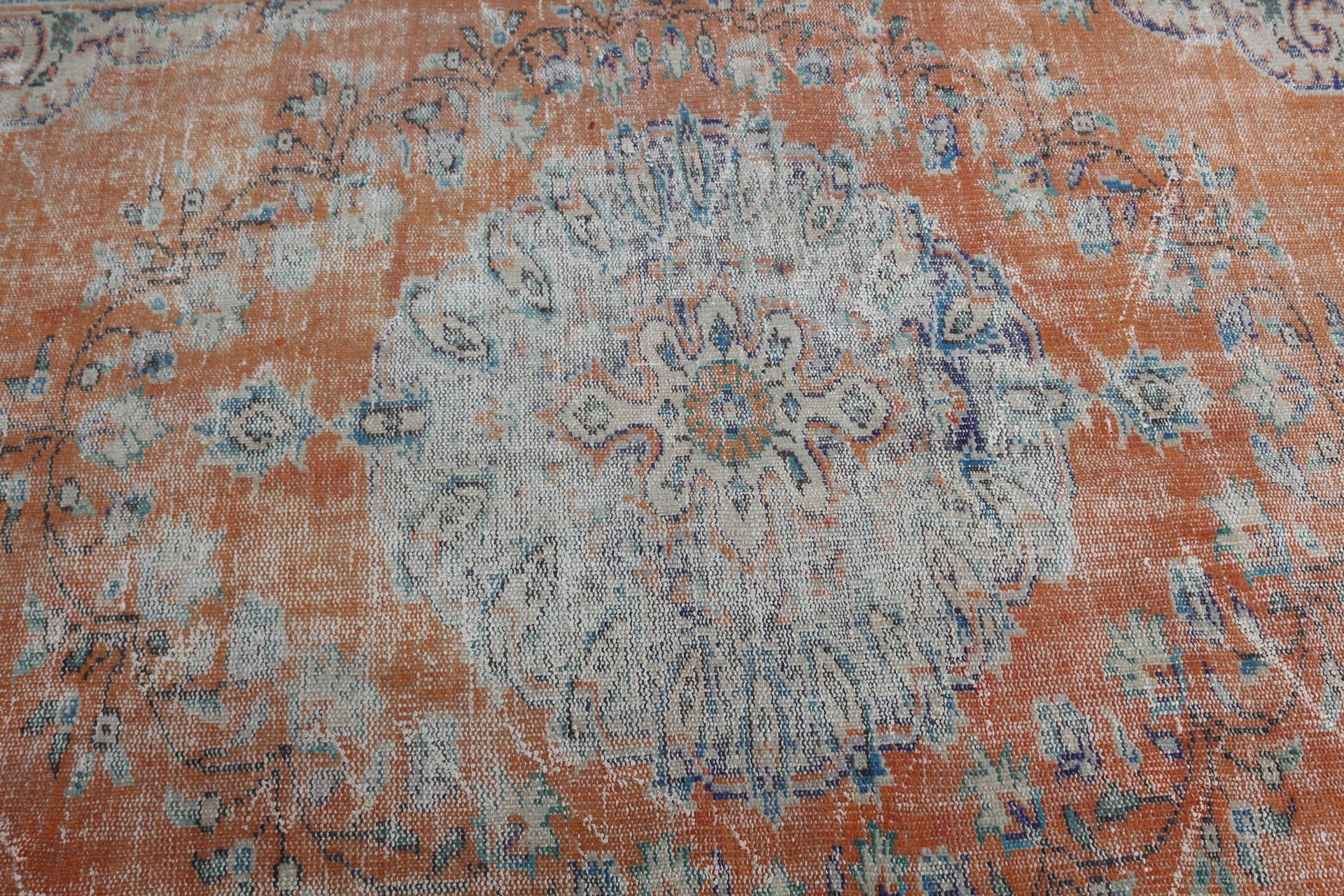 Orange Home Decor Rug, Living Room Rug, Dining Room Rugs, Vintage Rugs, Bedroom Rug, Turkish Rugs, Kitchen Rug, 5.4x9.2 ft Large Rugs