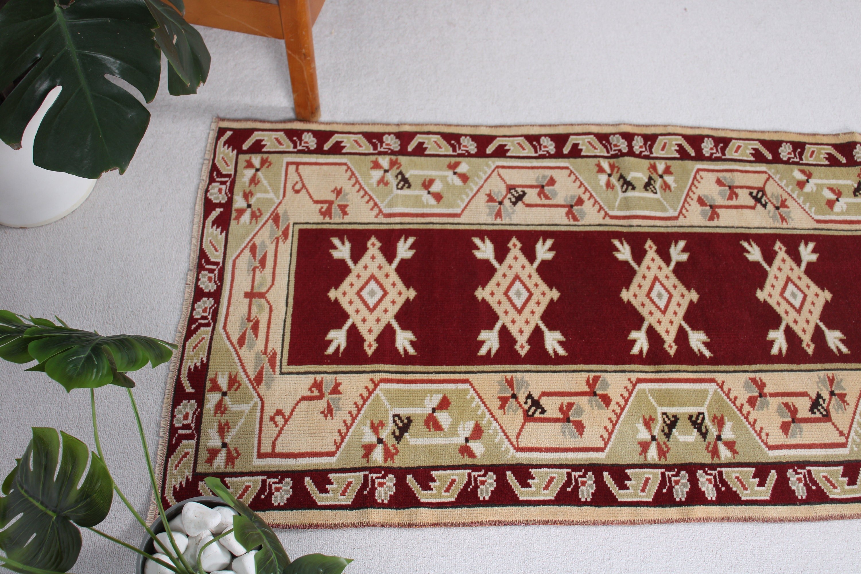 Turkish Rugs, Red Statement Rug, 2.6x5.4 ft Small Rugs, Vintage Rug, Outdoor Rug, Bedroom Rugs, Nursery Rugs, Boho Rugs