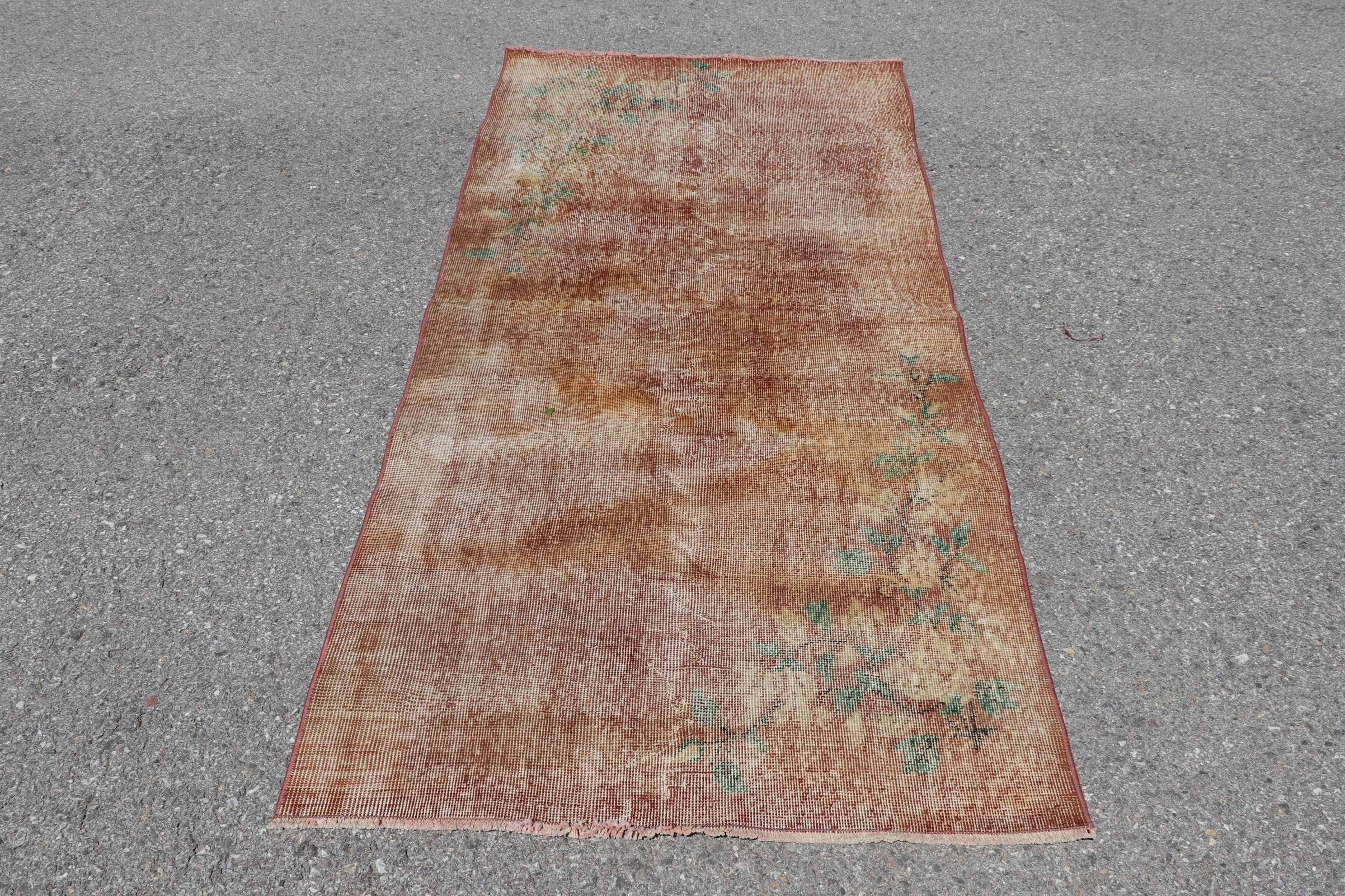 Home Decor Rug, Turkish Rugs, 3.3x6.6 ft Accent Rugs, Vintage Rugs, Kitchen Rug, Floor Rugs, Boho Rug, Orange Antique Rugs, Bedroom Rugs