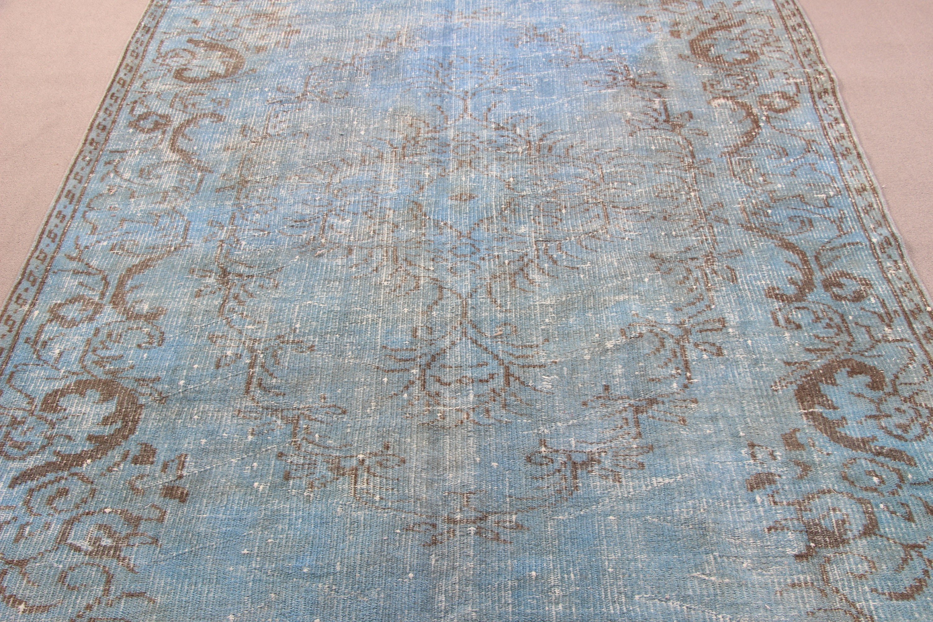 5.4x9.3 ft Large Rugs, Large Vintage Rugs, Vintage Rug, Floor Rug, Large Oushak Rugs, Blue Neutral Rug, Turkish Rug