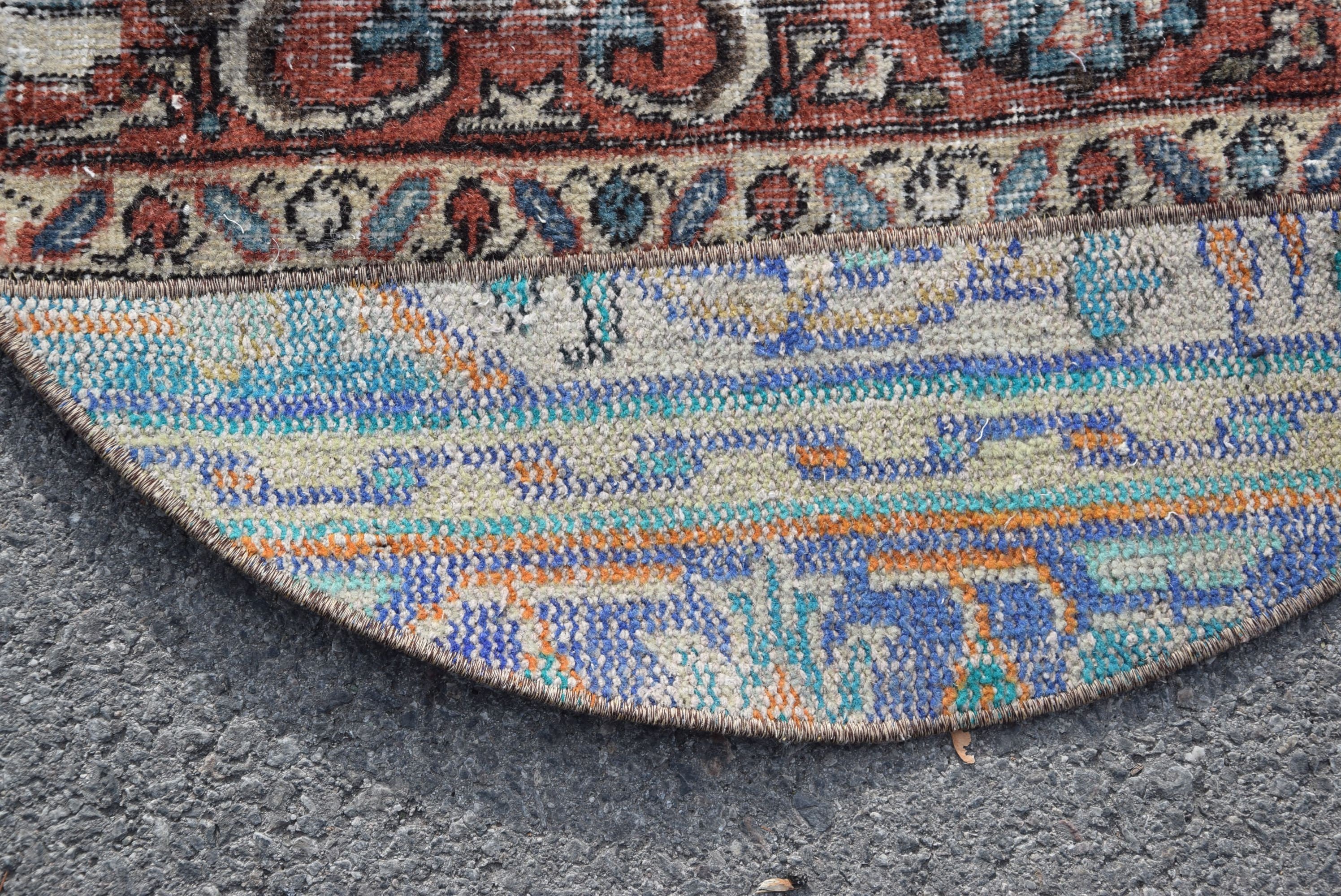 Turkish Rug, Door Mat Rug, Anatolian Rug, Vintage Rug, Blue Oriental Rug, 2.7x2.7 ft Small Rugs, Bathroom Rugs, Home Decor Rug, Old Rug