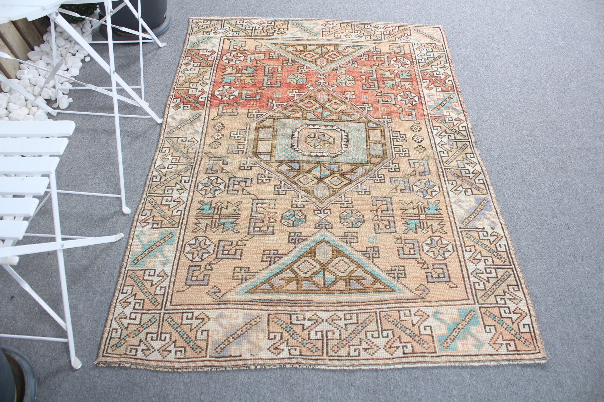 Entry Rug, Vintage Rug, Oushak Rugs, Moroccan Rugs, Rugs for Bedroom, Kitchen Rugs, 4x5.3 ft Accent Rug, Beige Bedroom Rug, Turkish Rugs