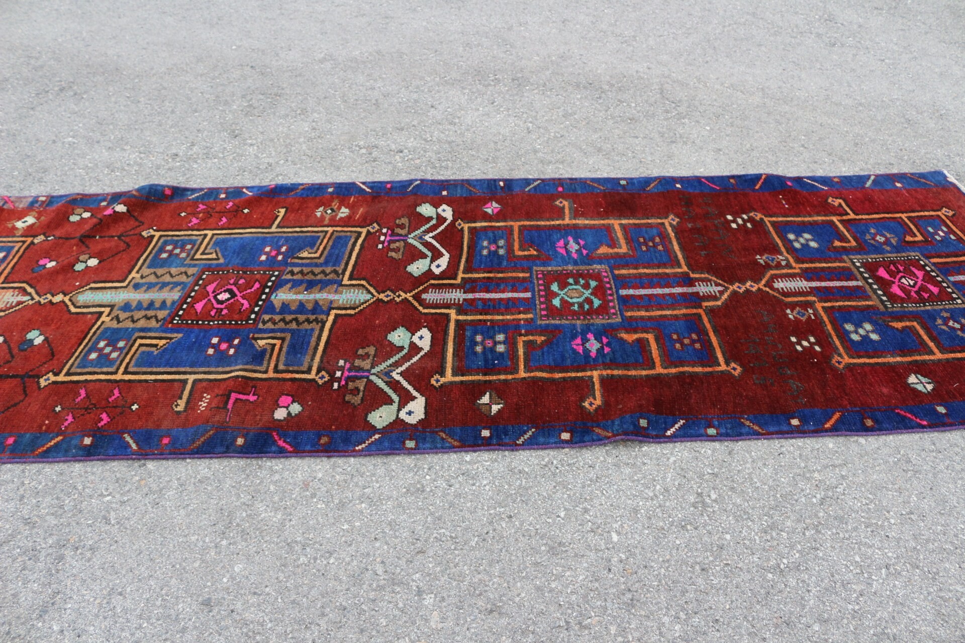 Kırmızı Yer Halıları, Koşucu Halıları, Merdiven Halısı, Koridor Halısı, 3.4x12 ft Runner Halısı, Vintage Halılar, Ev Dekorasyonu Halıları, Antika Halı, Türk Halısı