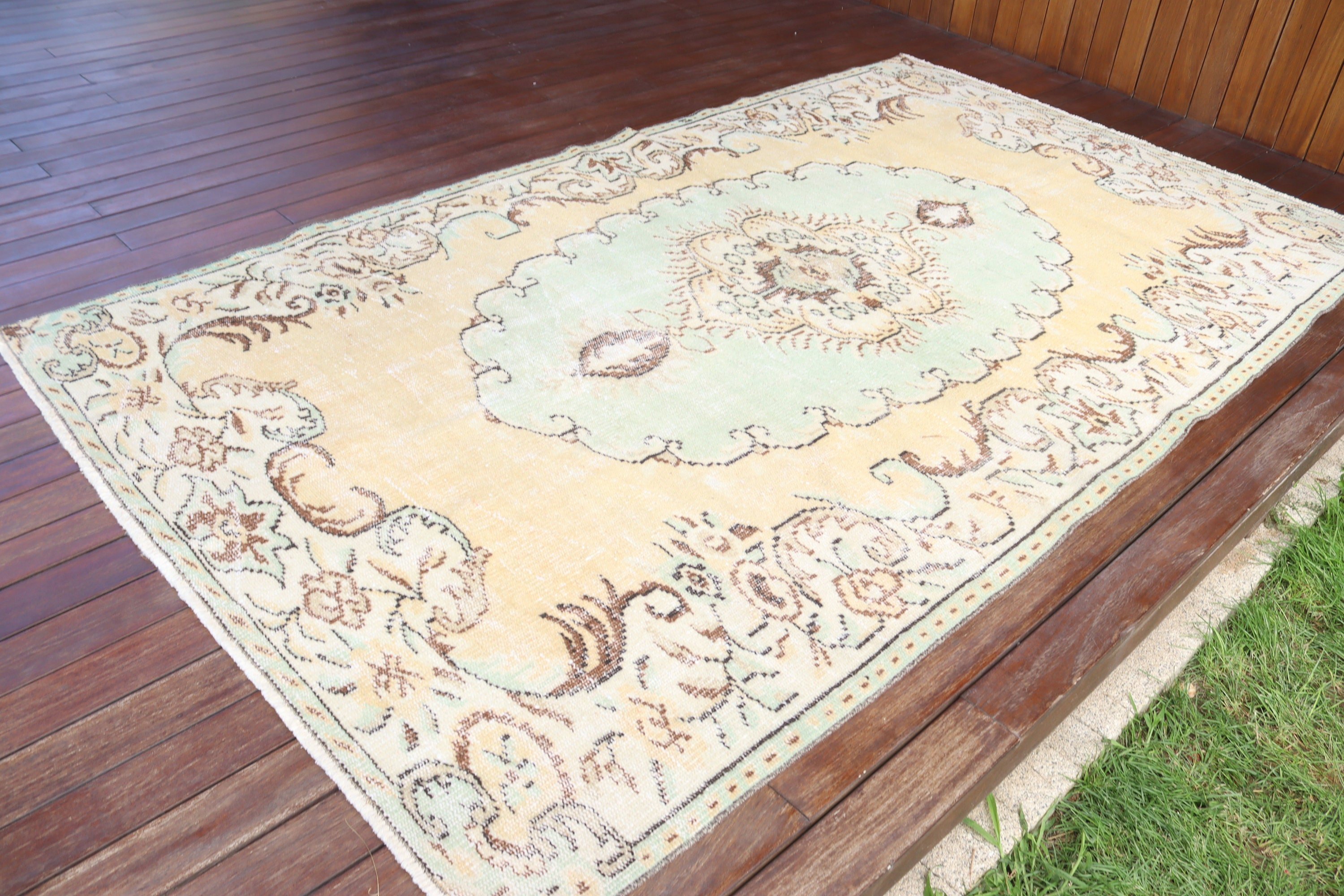 Luxury Rug, Turkish Rug, 5.2x9 ft Large Rugs, Orange Neutral Rugs, Vintage Rugs, Large Boho Rugs, Living Room Rug