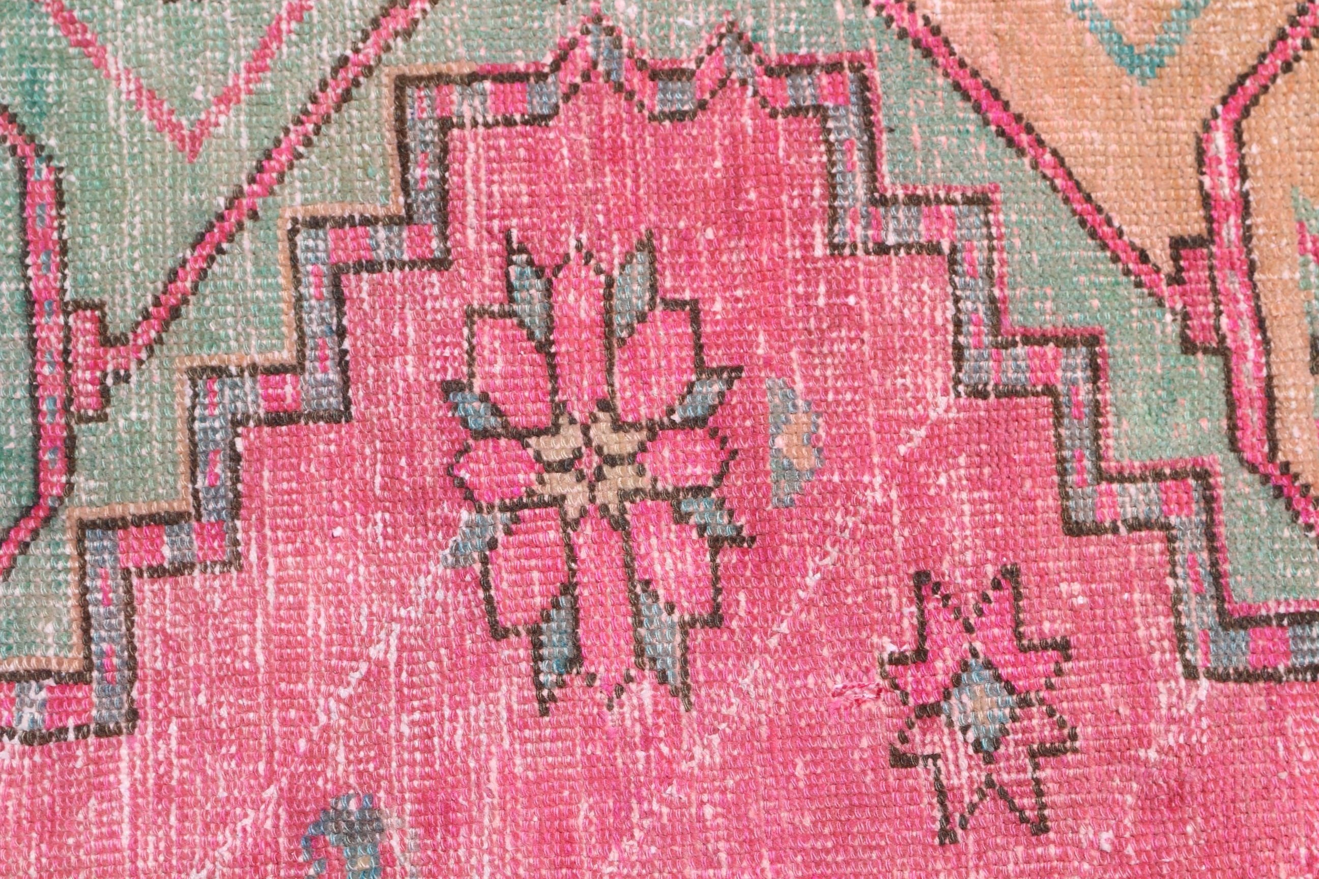 Vintage Rug, Pink  3.8x8.2 ft Area Rugs, Anatolian Rug, Kitchen Rug, Turkish Rugs, Rugs for Indoor, Nursery Rug, Bohemian Rugs