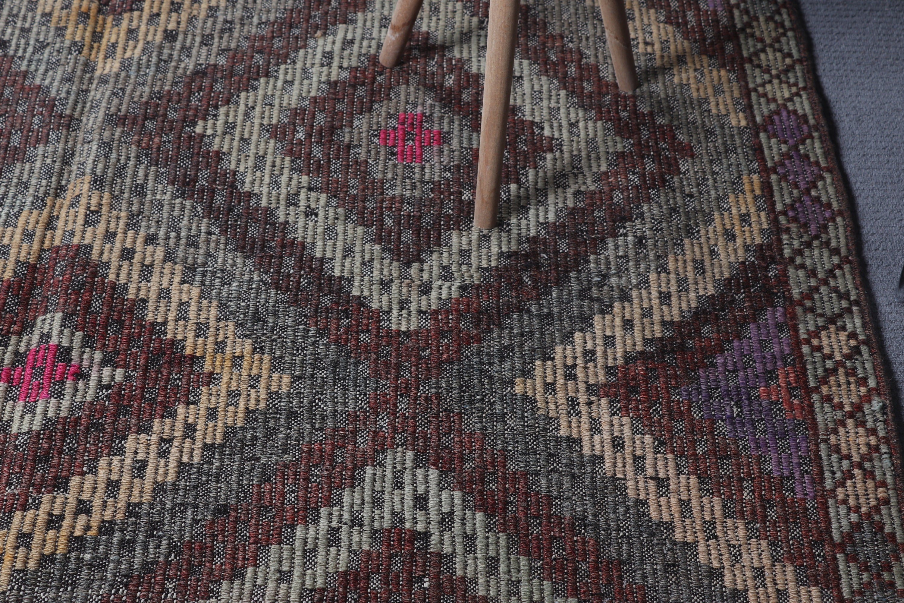 Geometrik Halılar, Vintage Halı, Kahverengi Oryantal Halı, Kilim, Anadolu Halıları, Türk Halısı, Kabile Halıları, 5.2x9.6 ft Büyük Halı, Büyük Oushak Halıları