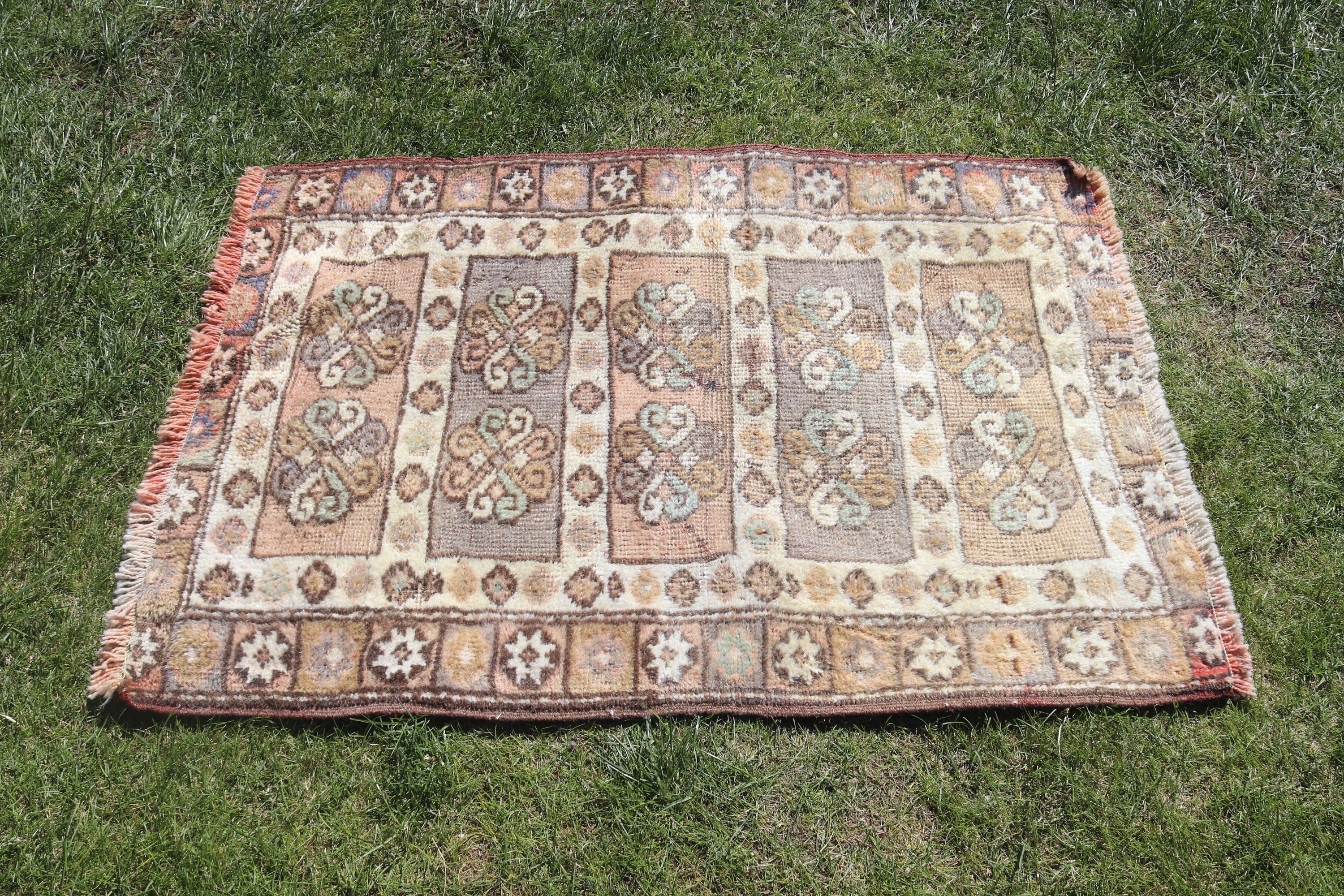 Turkish Rugs, Oriental Rugs, Small Boho Rug, Vintage Rugs, Brown  2.5x3.6 ft Small Rug, Wall Hanging Rugs, Luxury Rugs