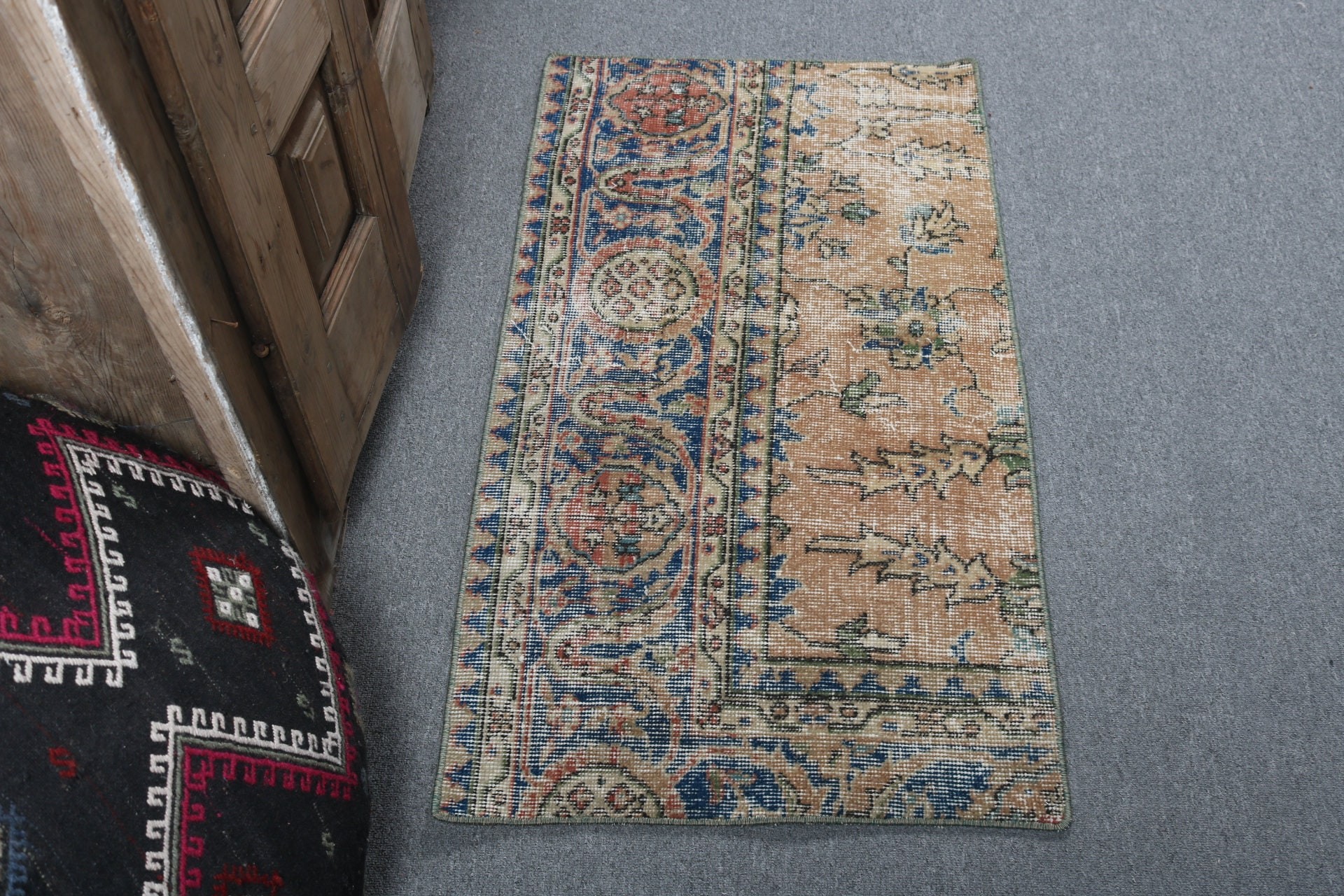 Yatak Odası Halısı, Düz Dokuma Halılar, 2x3,6 ft Küçük Halı, Boho Halıları, Türk Halıları, Turuncu Geometrik Halı, Araba Paspas Halısı, Vintage Halı, Duvar Asılı Halılar