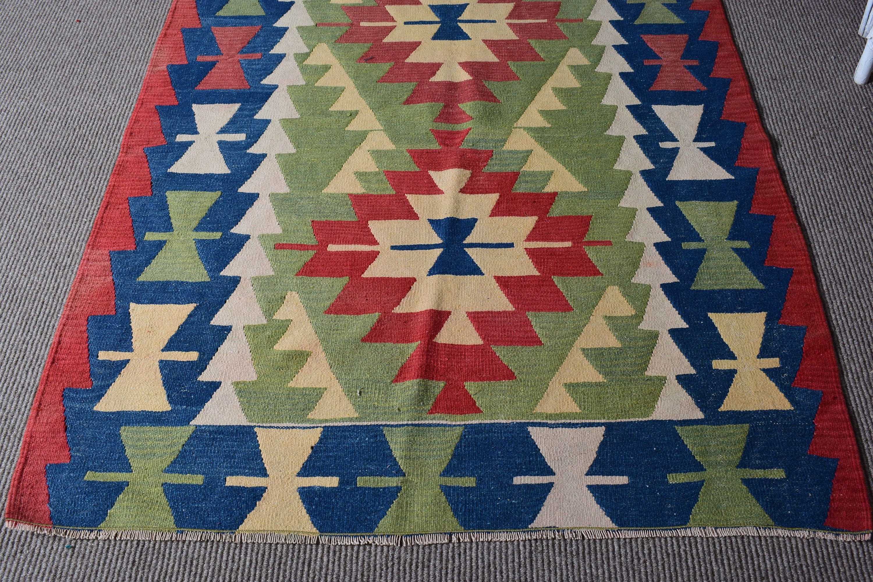 Mavi Oryantal Halılar, Fas Halısı, Antika Halılar, Çocuk Odası Halıları, Giriş Halısı, Türk Halısı, 3,9x5,4 ft Aksan Halısı, Kilim, Vintage Halılar