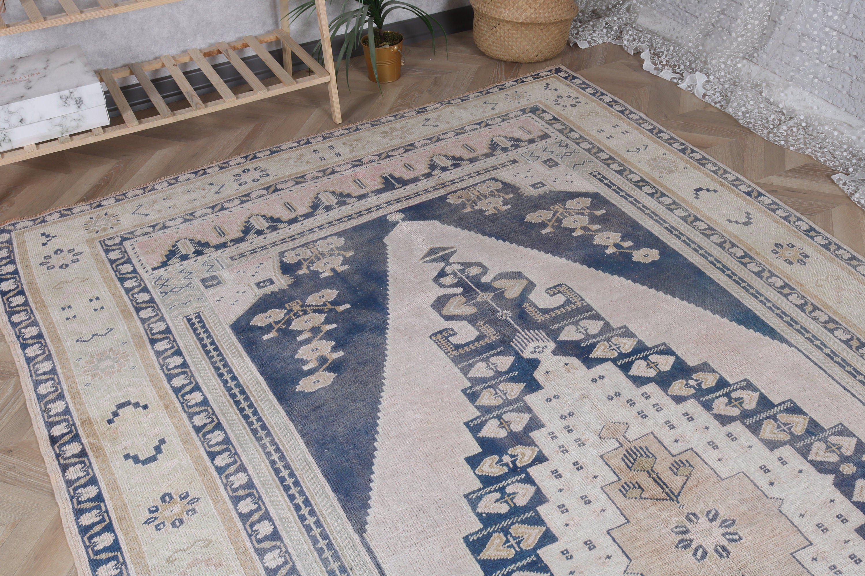 Cool Rugs, Statement Rug, Turkish Rug, Floor Rug, Vintage Rugs, Large Oushak Rug, 5.7x10.3 ft Large Rug, White Oushak Rugs, Large Boho Rugs