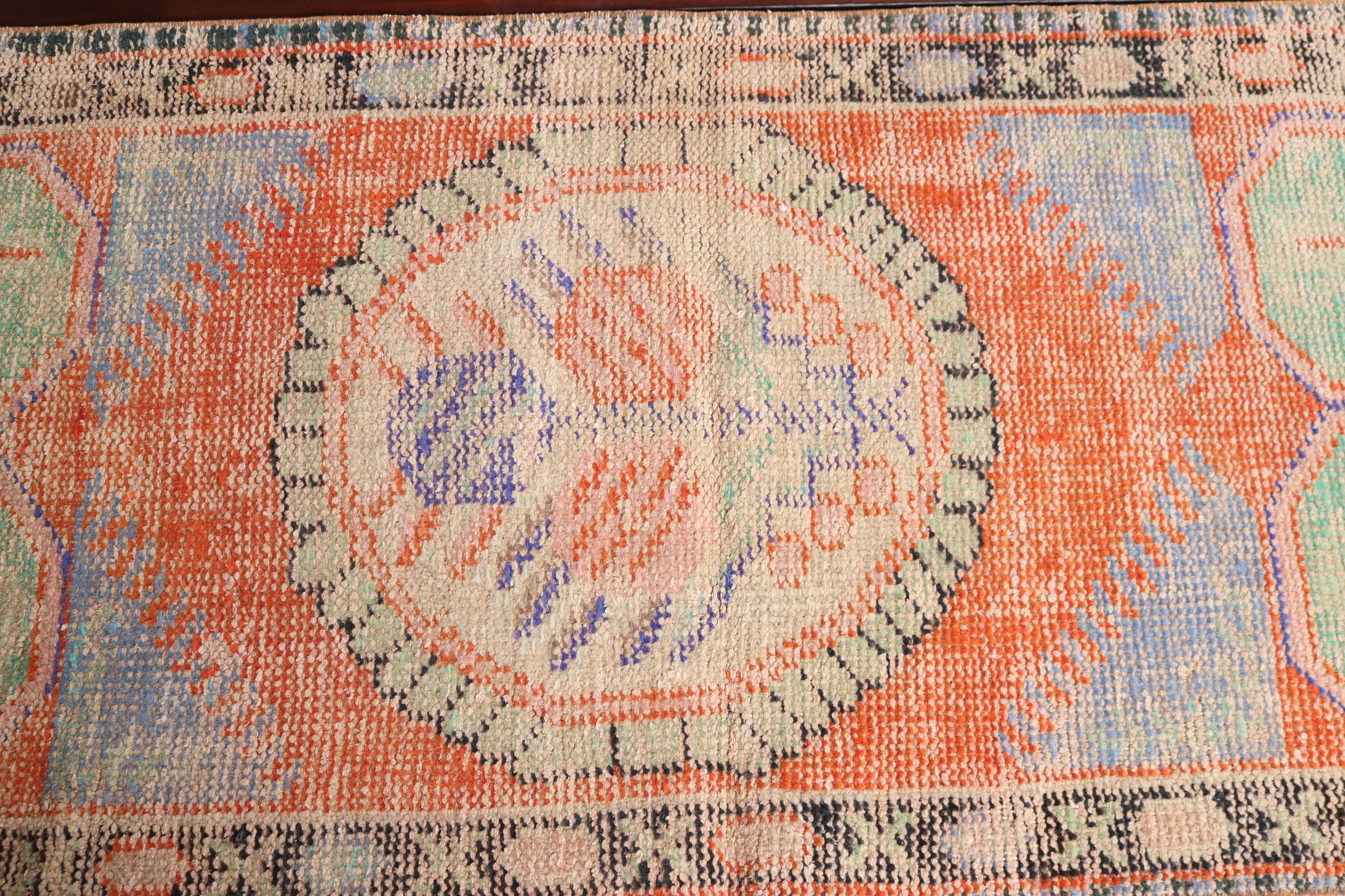 Bath Mat Boho Rug, Vintage Rugs, Small Boho Rugs, Kitchen Rugs, Orange Wool Rug, Bath Rug, Turkish Rugs, Oushak Rugs, 2.4x4 ft Small Rugs