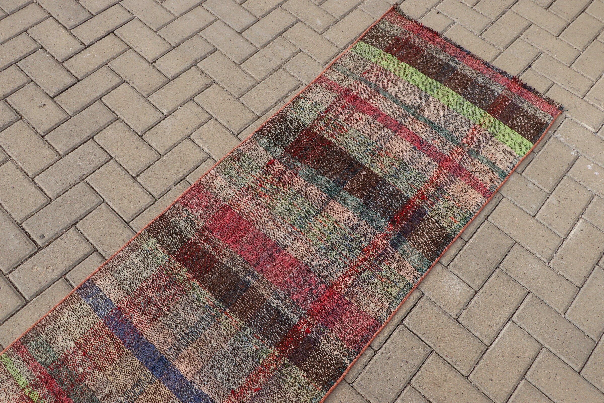 Havalı Halı, Vintage Halı, Bej Oryantal Halı, Merdiven Halısı, 2,1x8,7 ft Koşucu Halısı, Koridor Halıları, Türk Halısı, Koridor Halıları, Kilim, Yün Halı