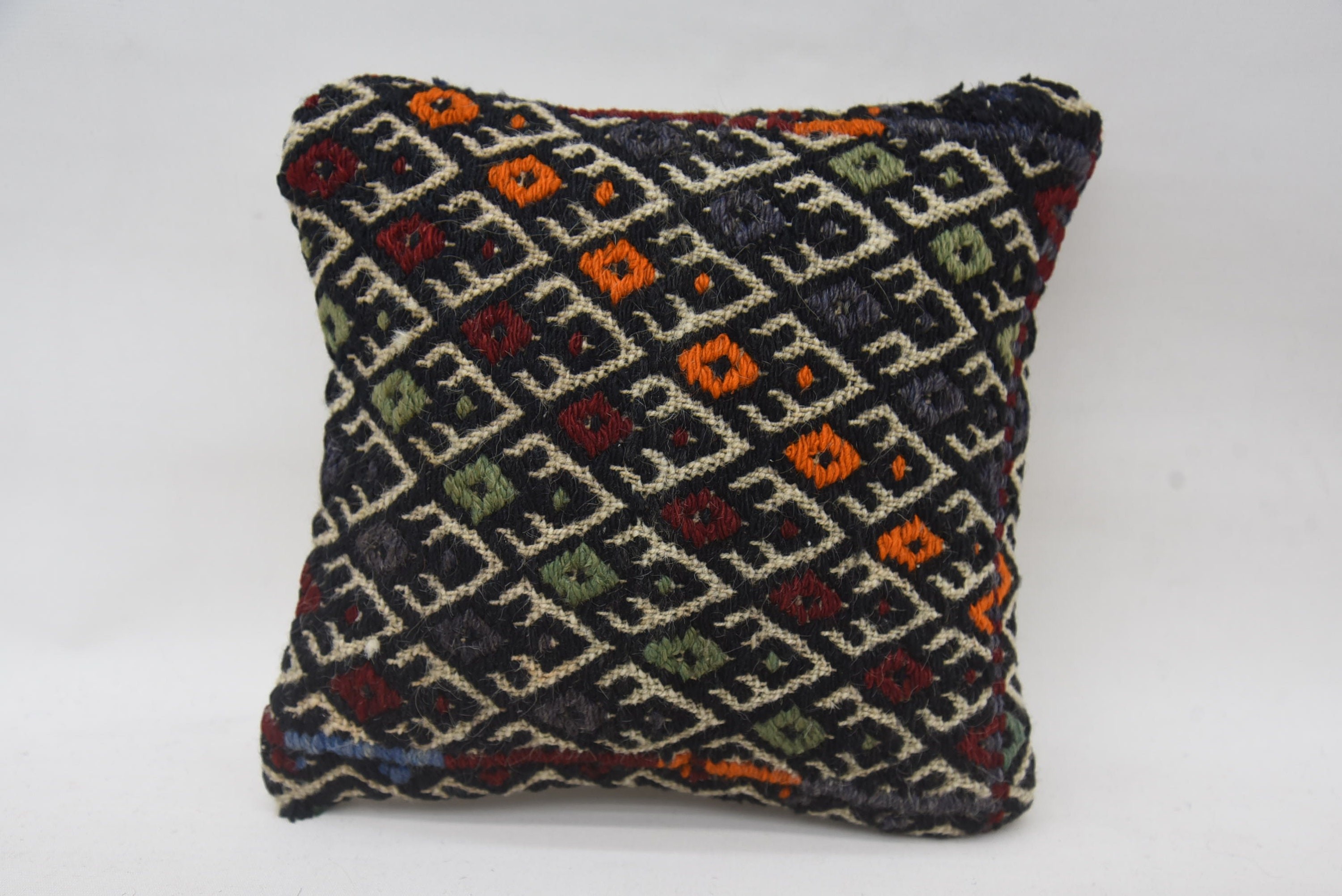 One Of A Kind Pillow Case, 12"x12" Red Cushion, Interior Designer Pillow, Pillow for Couch, Handmade Kilim Cushion