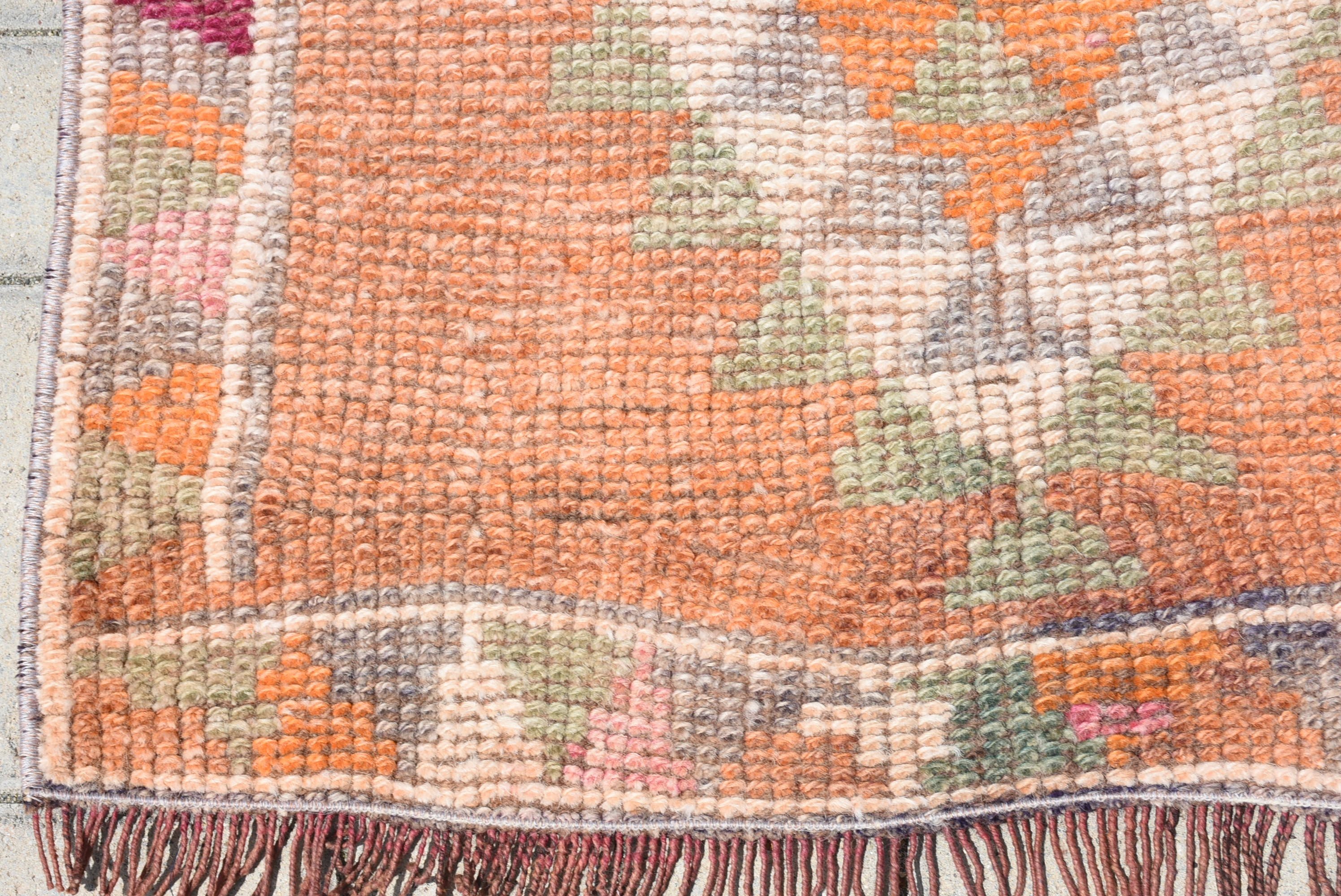 Organic Rugs, Kitchen Rugs, Anatolian Rugs, Corridor Rug, Turkish Rug, 2.5x11 ft Runner Rug, Orange Cool Rug, Vintage Rugs
