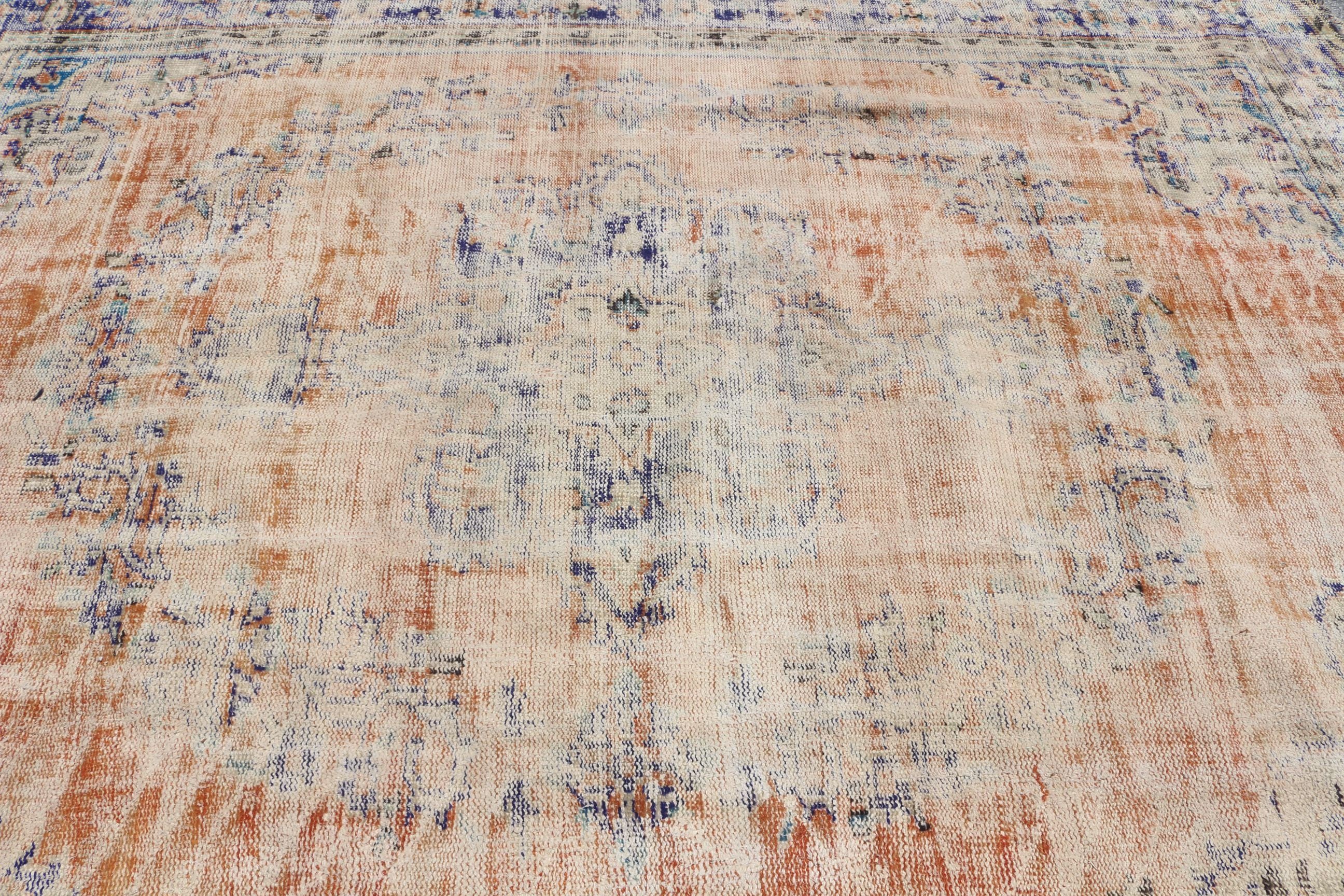 Anatolian Rug, 7.1x9.3 ft Large Rugs, Vintage Rug, Orange Cool Rug, Turkish Rugs, Dining Room Rug, Home Decor Rug, Salon Rug, Office Rug