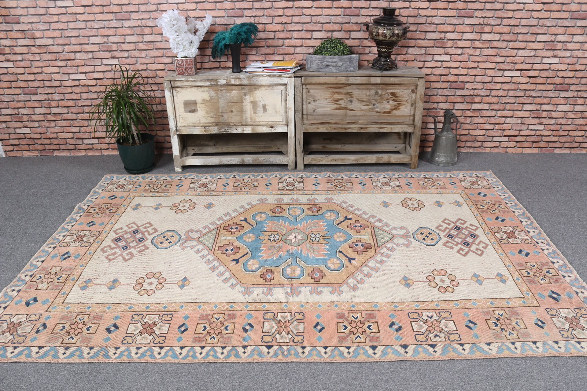 Antique Rugs, Turkish Rug, Salon Rug, Vintage Rug, Floor Rugs, Living Room Rug, 5.3x8.3 ft Large Rug, Beige Floor Rug, Old Rug, Ethnic Rugs