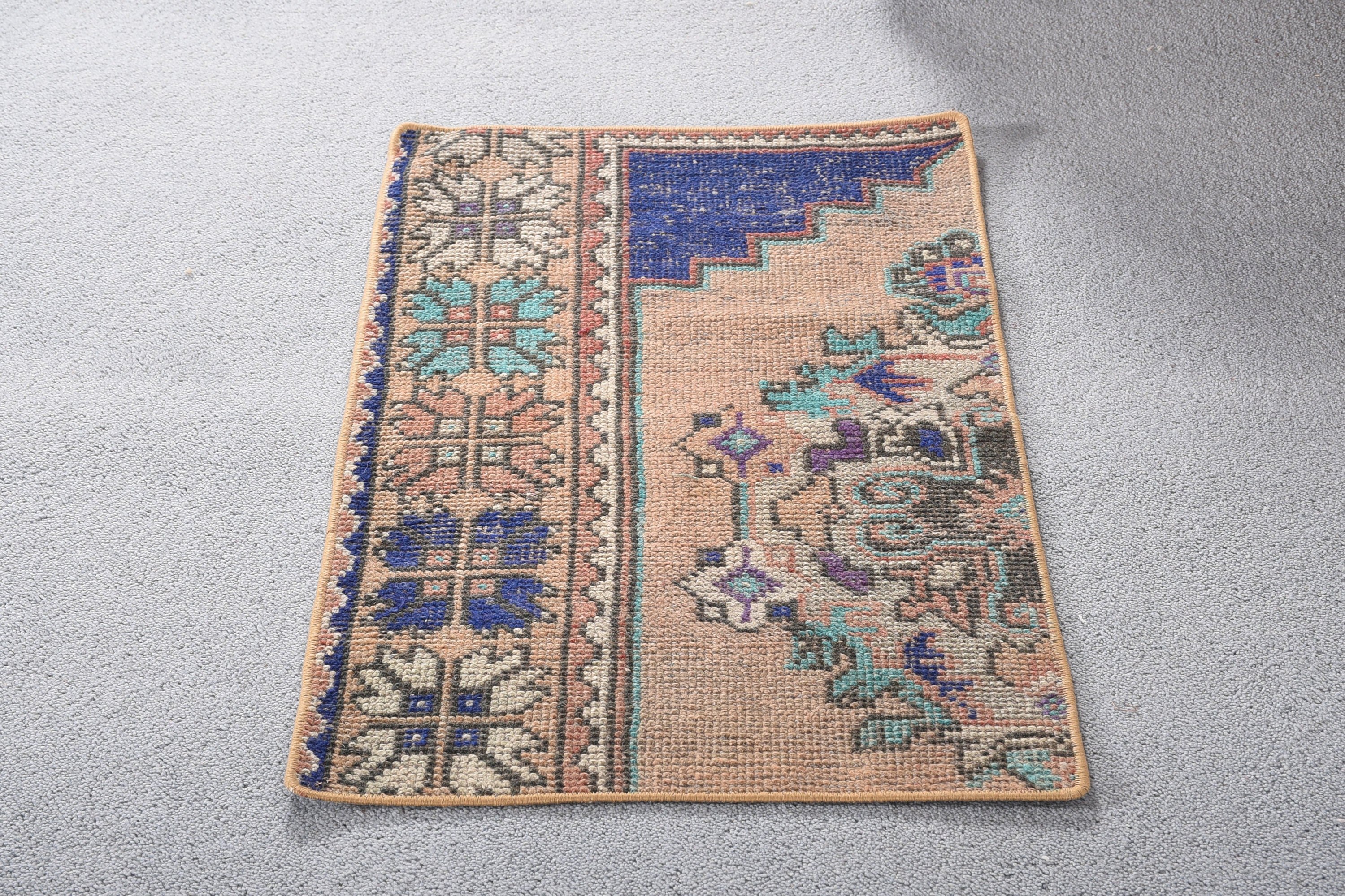 Vintage Rug, Turkish Rug, Brown Cool Rug, Entry Rug, 1.5x2.5 ft Small Rug, Rugs for Kitchen, Door Mat Rugs, Bedroom Rug, Home Decor Rug