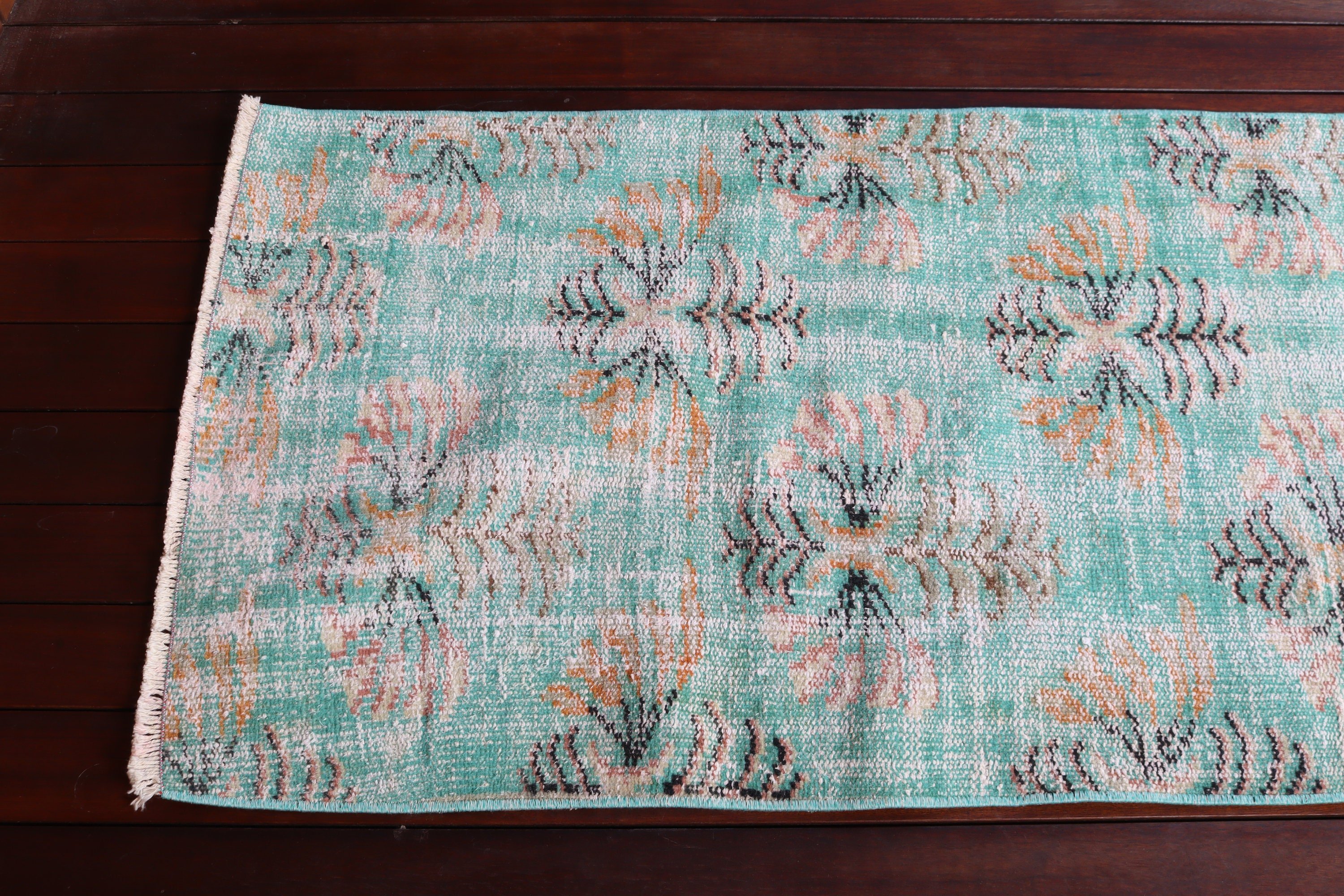 Flatweave Rug, Kitchen Rugs, Beni Ourain Runner Rugs, Green Wool Rug, Turkish Rugs, 2.3x7.6 ft Runner Rugs, Vintage Rugs, Modern Rugs