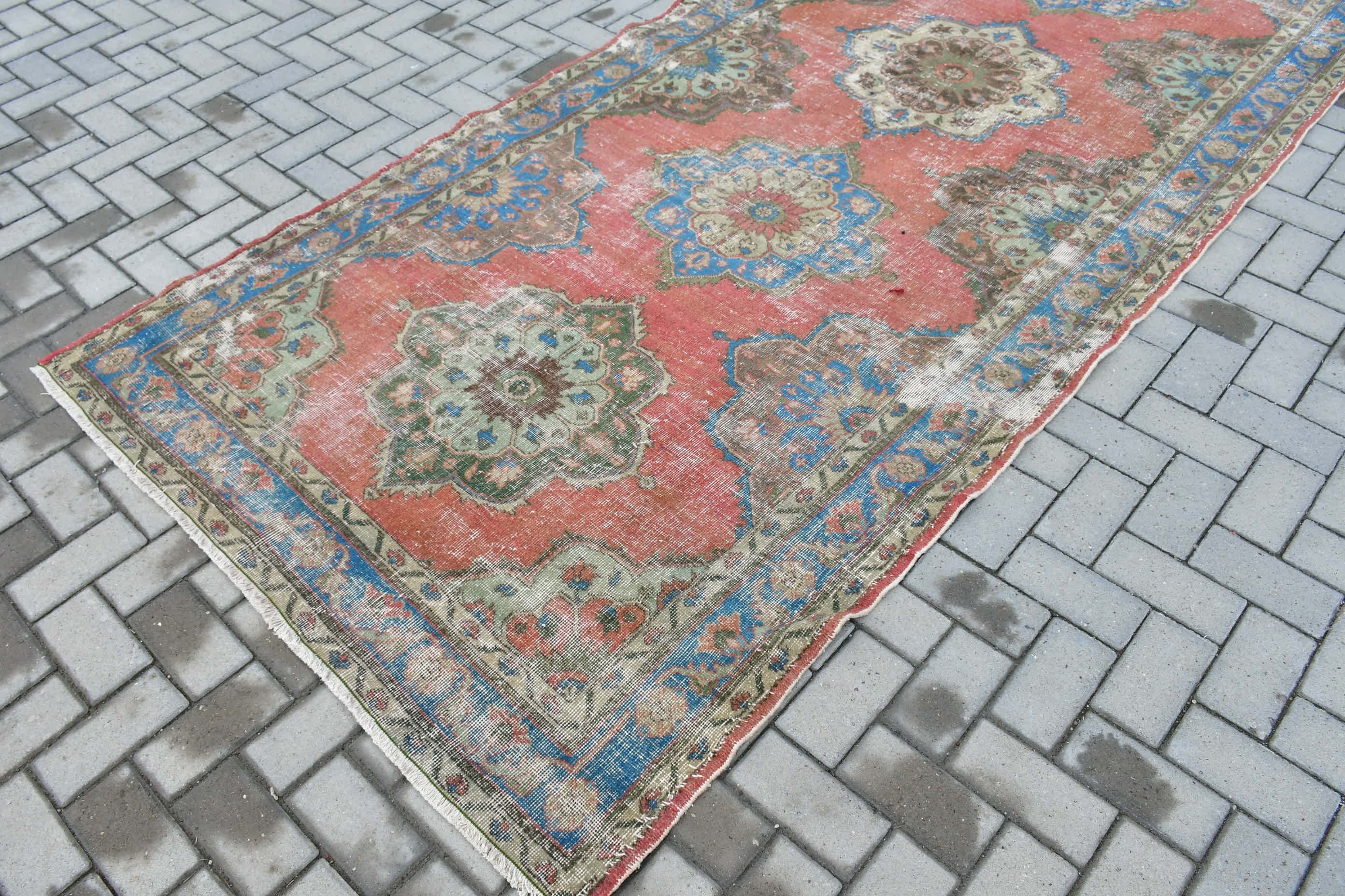 Anatolian Rug, Rugs for Kitchen, Hallway Rug, Oushak Rug, 4.8x12.6 ft Runner Rug, Vintage Rugs, Red Oriental Rug, Turkish Rug, Retro Rug