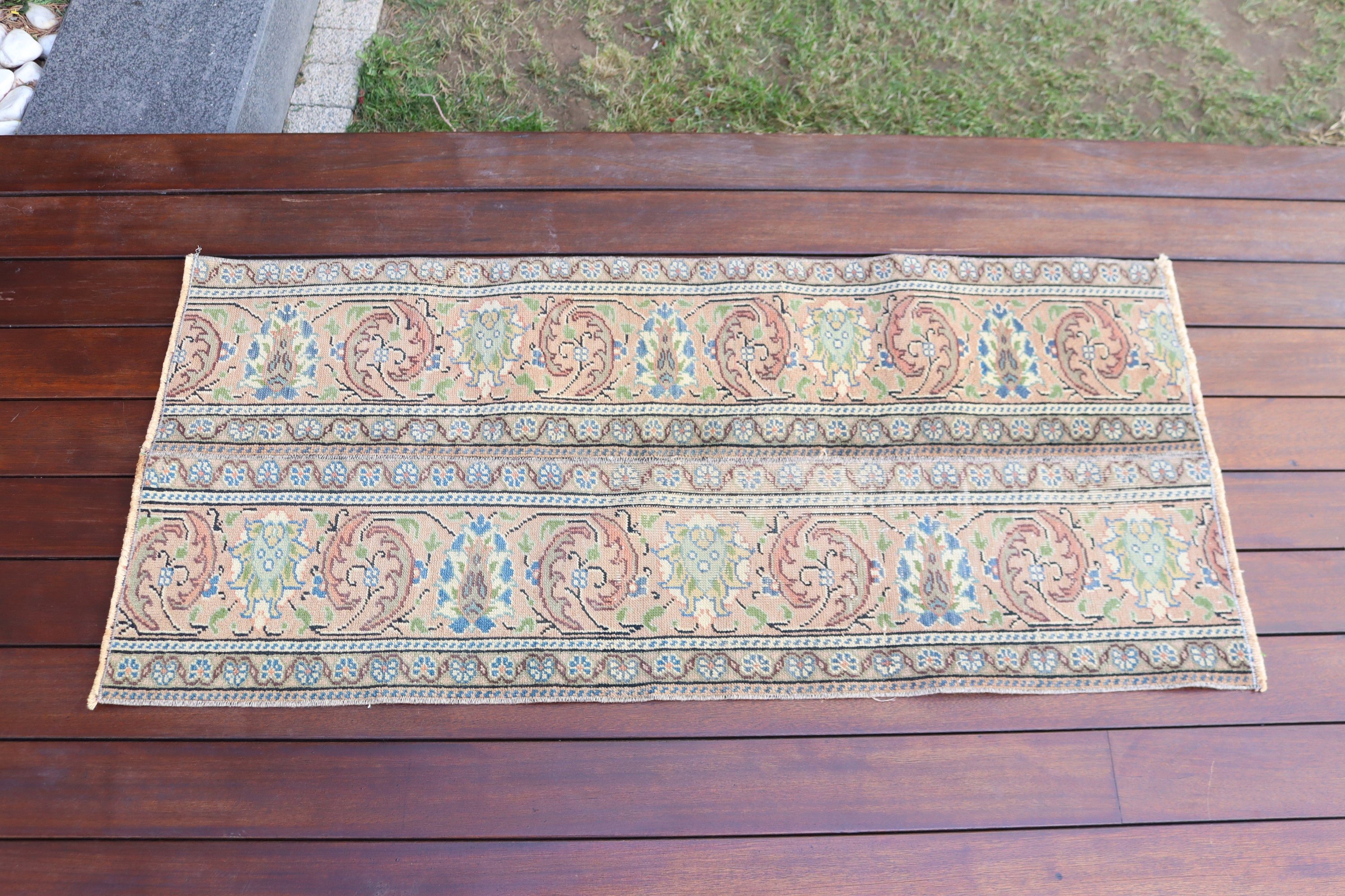 Vintage Halı, Yatak Odası Halısı, Kahverengi Açıklama Halıları, Anadolu Halıları, 1.7x3.7 ft Küçük Halı, Küçük Boho Halısı, Küçük Alan Halısı, Türk Halıları