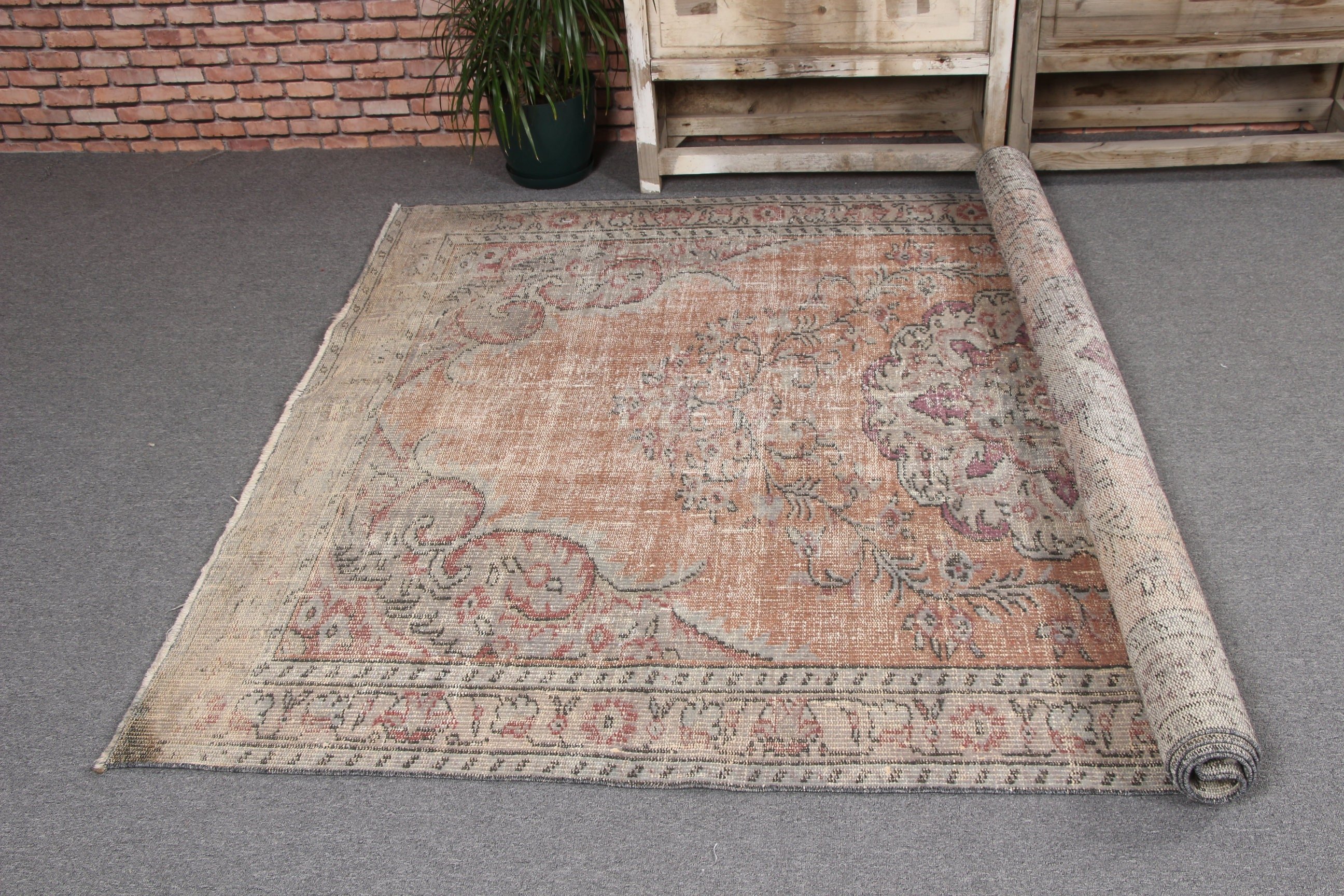 Bej Havalı Halılar, Fas Halıları, Yatak Odası Halısı, 5,4x8,9 ft Büyük Halılar, Türk Halısı, Yemek Odası Halıları, Vintage Halı, Dış Mekan Halıları, El Dokuma Halı