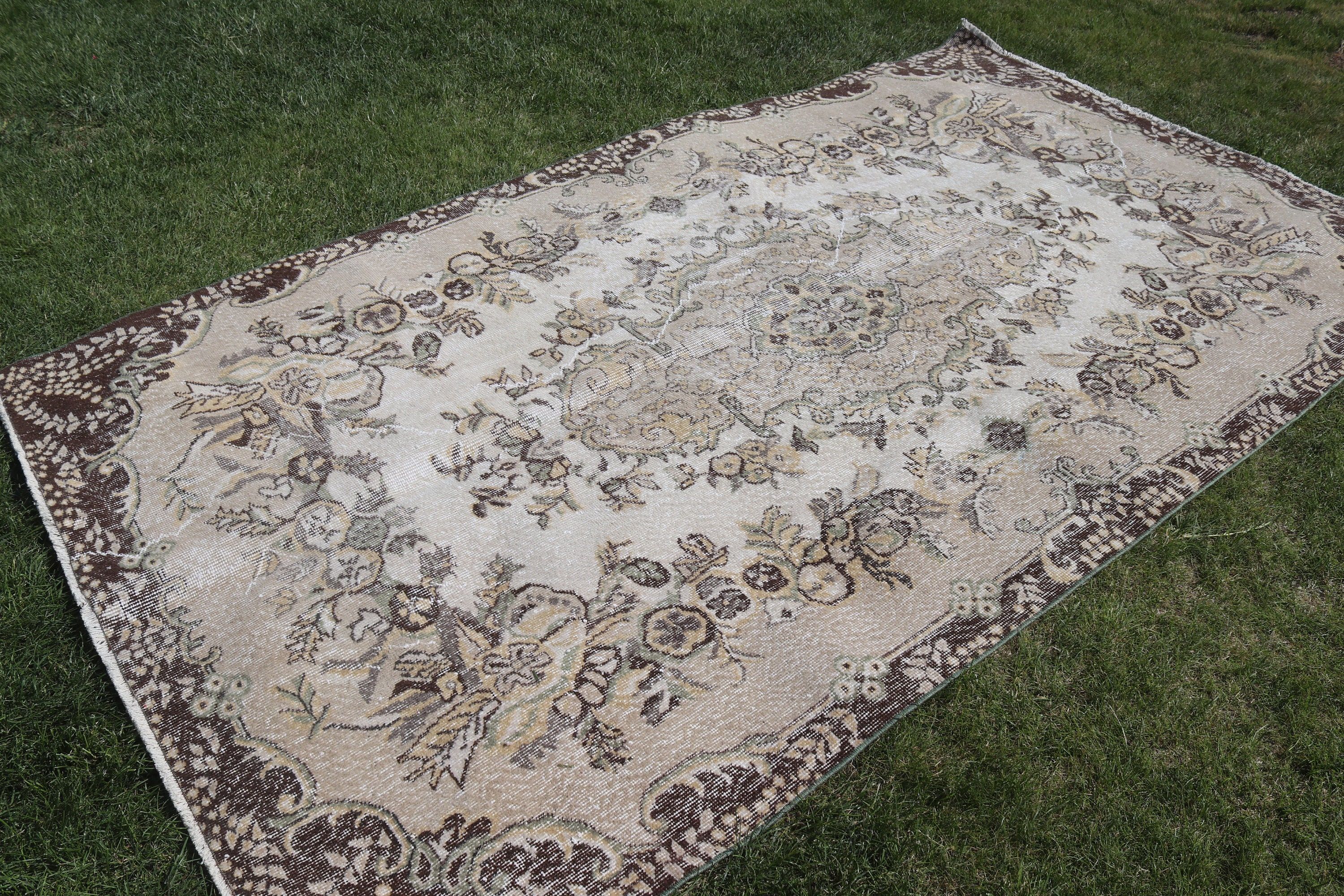 Antika Halılar, Vintage Halılar, Ev Dekorasyonu Halısı, Kahverengi El Dokuma Halılar, Yemek Odası Halıları, 5.3x9.4 ft Büyük Halı, Türk Halısı, Büyük Boho Halısı